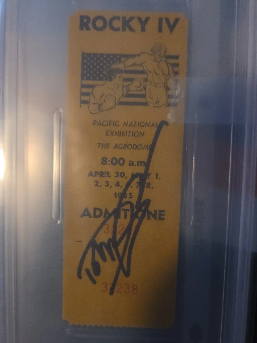 Dolph Lundgren Signed Rocky IV Filming Ticket PSA 9 Auto 9 Ivan Drago POP 3, image 2