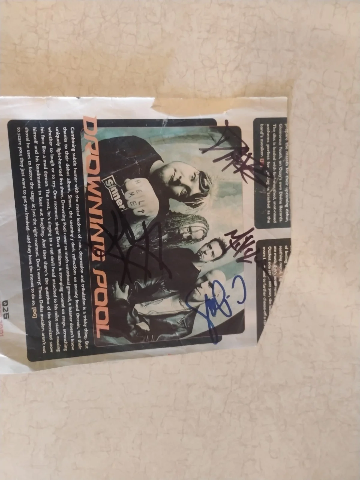 Drowning Pool Autograph Ozzfest 2001, image 2