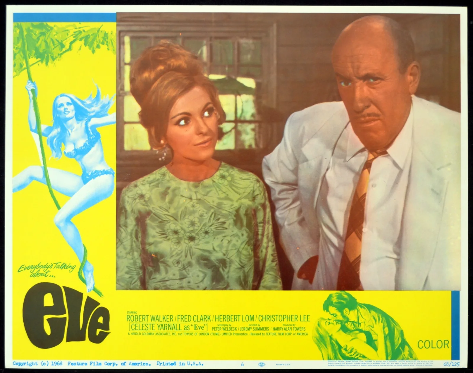 EVE 1967 Celeste Yarnall, Robert Walker Jr., Herbert Lom 4 LOBBY CARDS, image 3