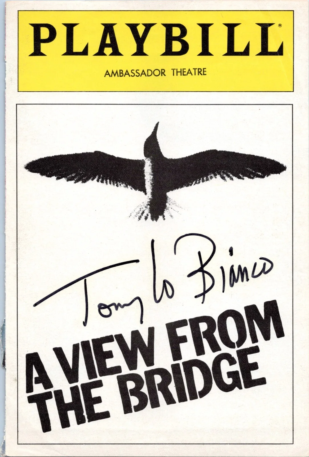 Tony Lo Bianco — Tony Lo Bianco Hand signed autographed Playbill page 1983 A View from the Bridge