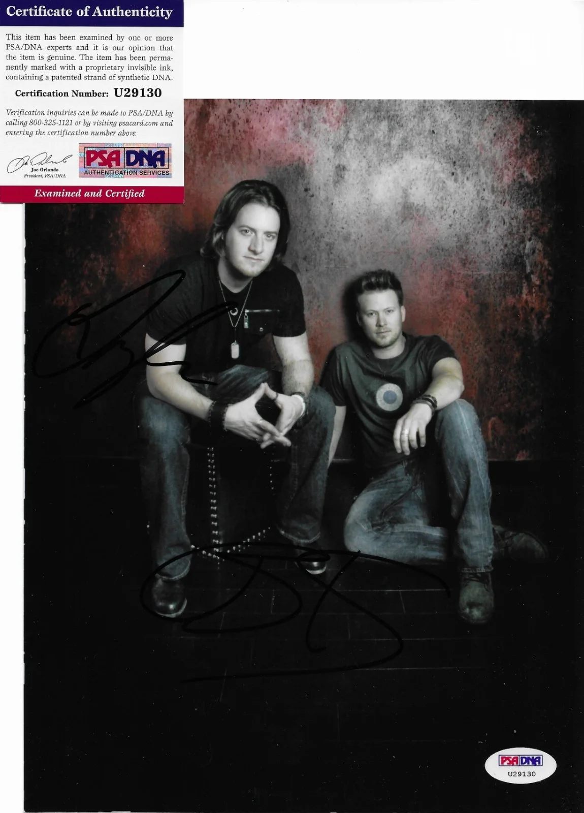 Brian Kelley Tyler Hubbard Dual Signed 8x10 Photo Autographed PSA/DNA Belmont, изображение 2