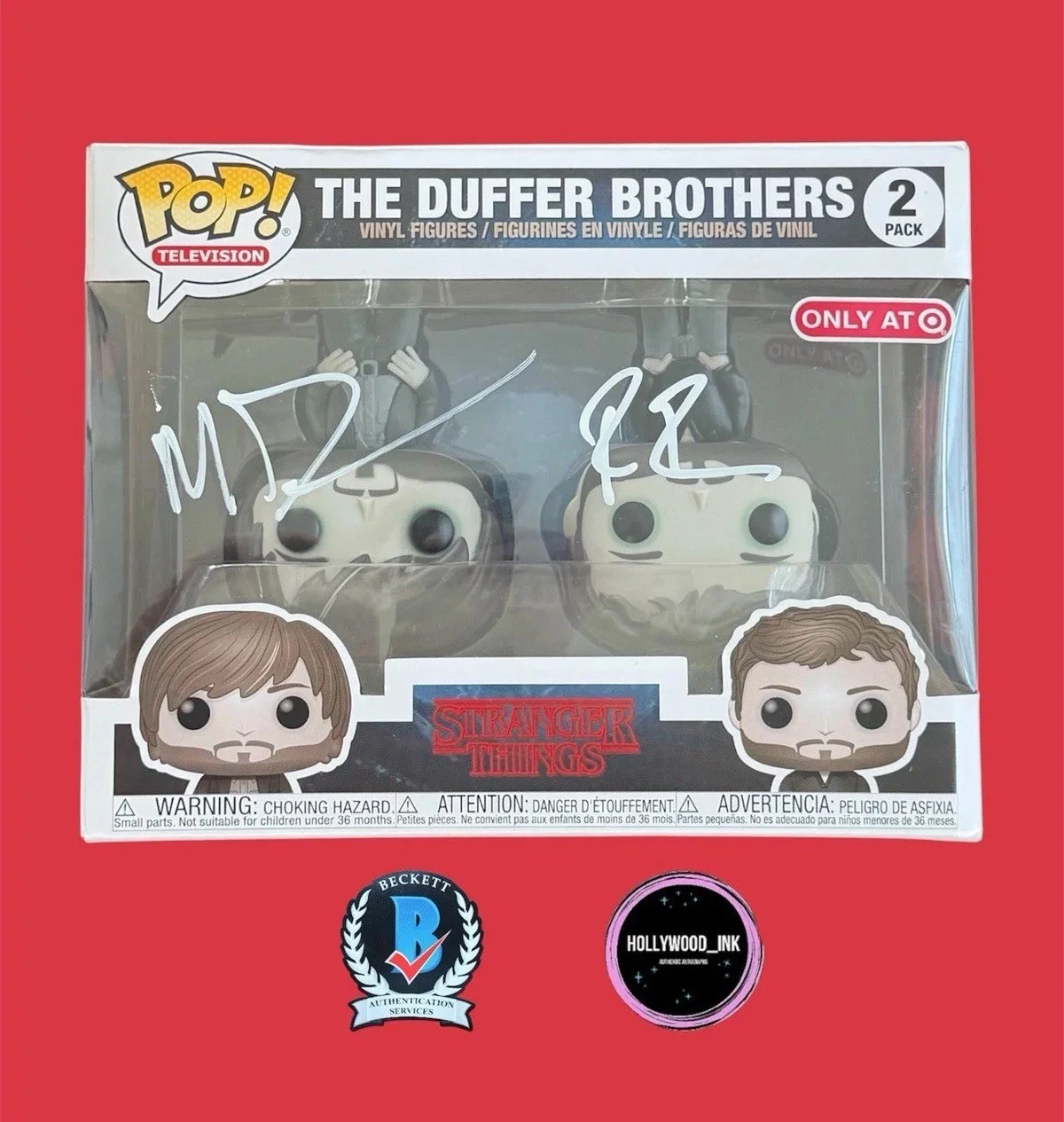 Matt Duffer and Ross Duffer — MATT & ROSS DUFFER BROTHERS SIGNED FUNKO POP TARGET EXCLUSIVE BECKETT COA +PROOF