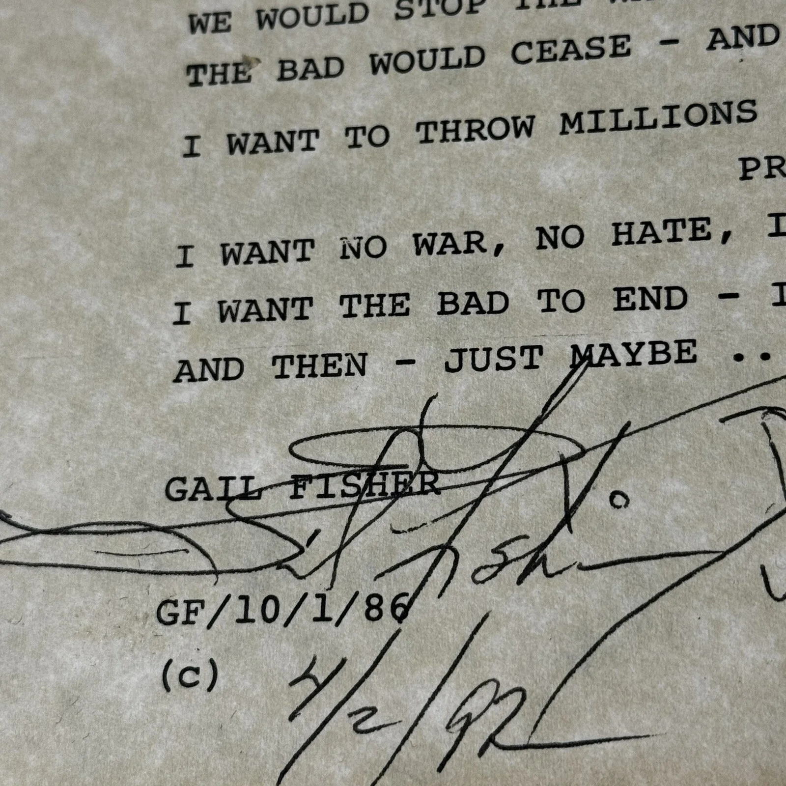 Gail Fisher — GAIL FISHER Signed Auto Lyrics Sheet Mannix LETTERHEAD Autographed, image 2