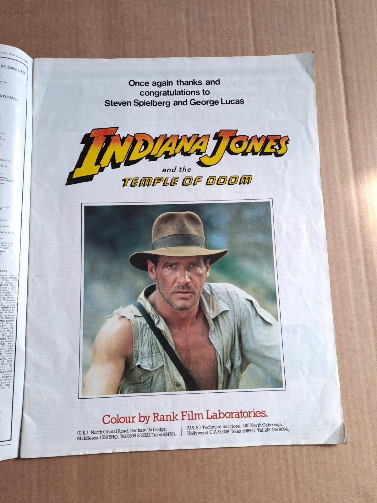 Rare UK RAIDERS OF LOST ARK cuttings + Screen Int. TEMPLE DOOM UK premiere issue, изображение 4