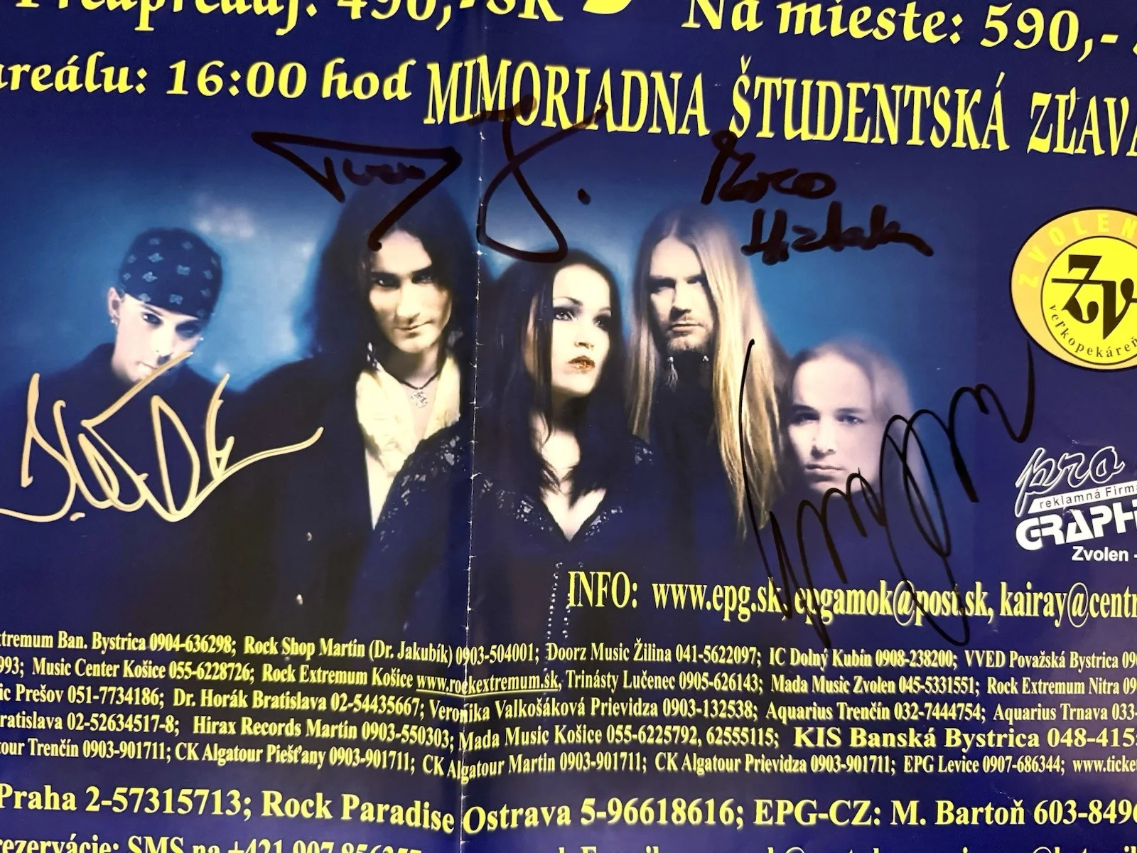 SIGNED Nightwish 2003 Poster Tarja Turunen Marko Hietala Jukka RARE, image 2