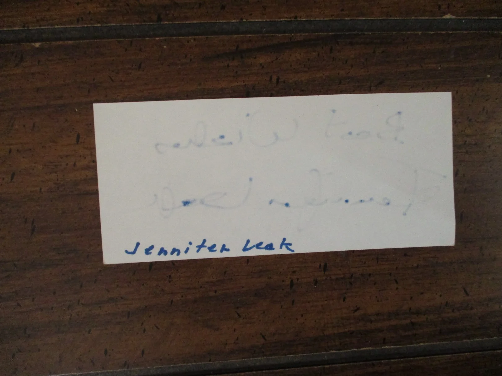 JENNIFER LEAK (Died in 2024) ("Yours, Mine and Ours") Signed Trimmed Index Card, image 2