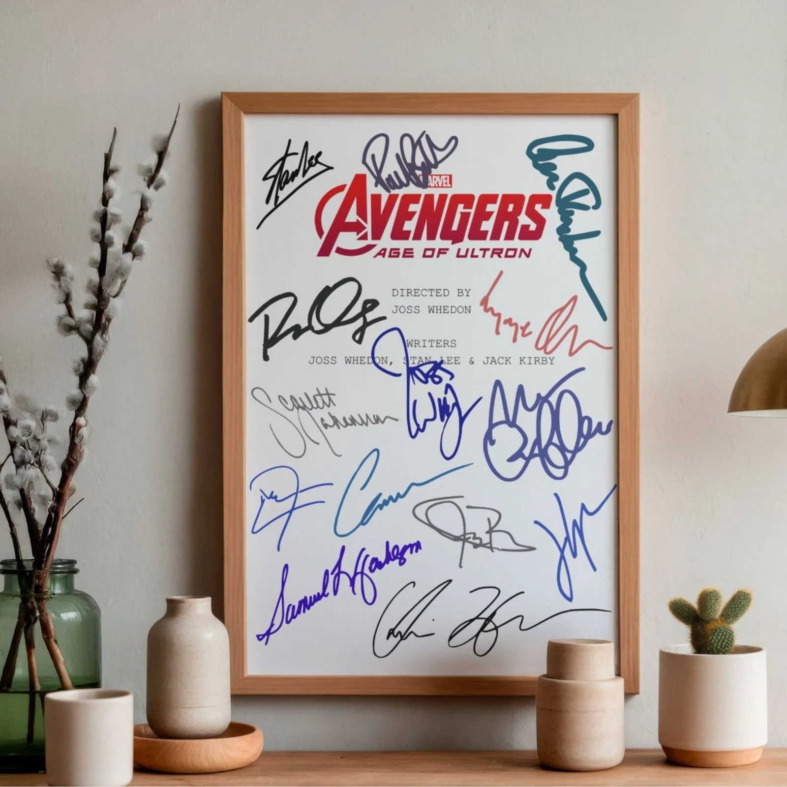 Avengers Age Of Ultron Inspired Poster A4 Pre-Printed Autograph Script Style Art, изображение 2