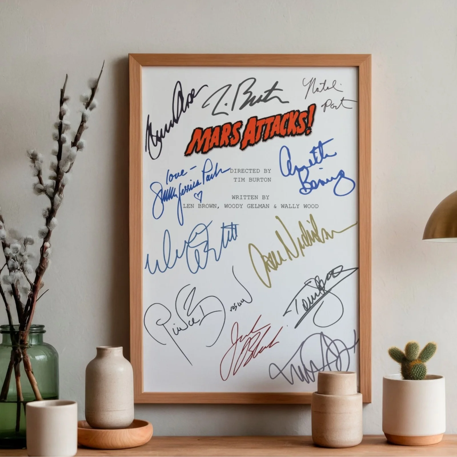 Mars Attacks Inspired Poster A4 Pre-Printed Autograph Script Style Alien Sci Fi, image 2