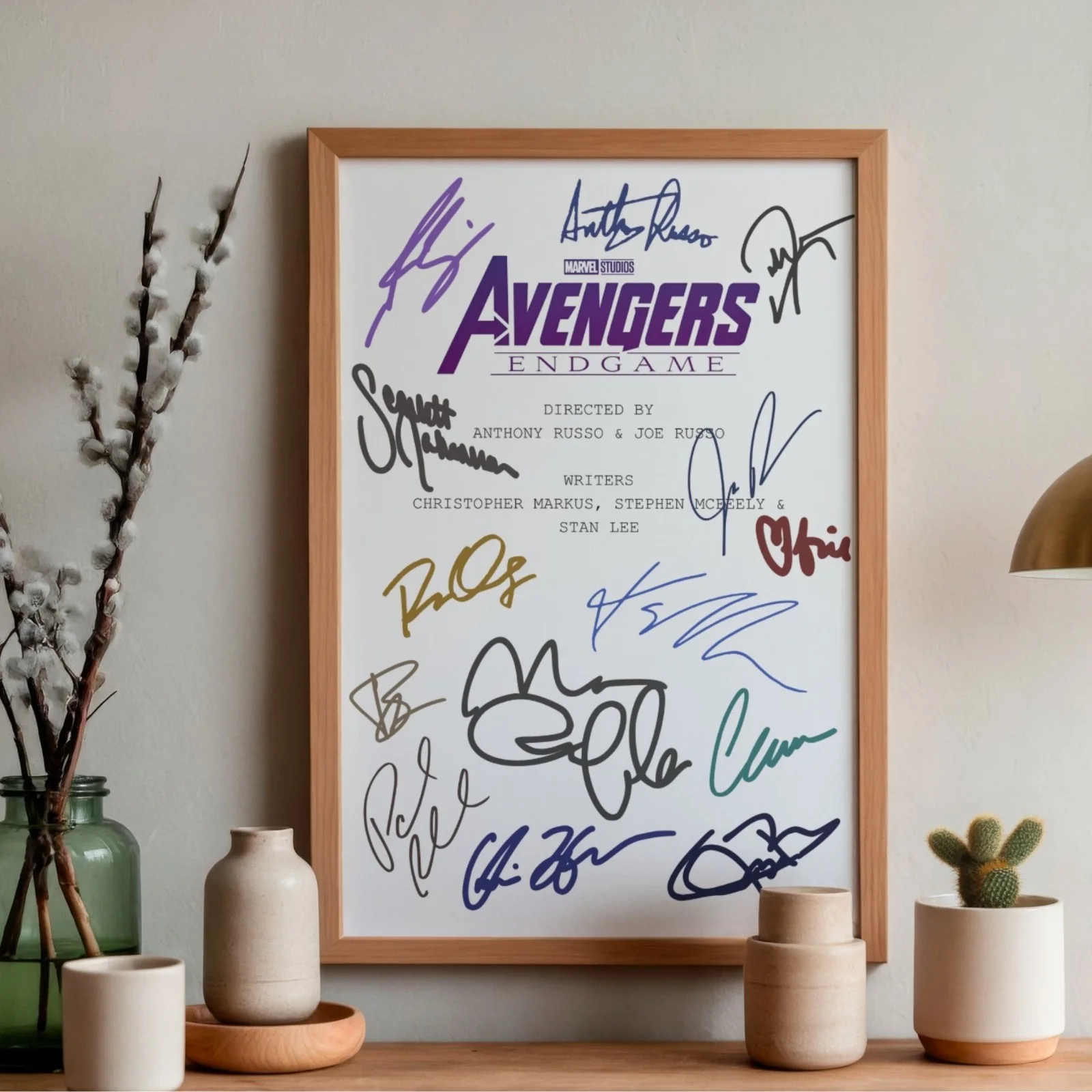 Avengers Endgame Inspired Poster A4 Pre-Printed Autograph Script Style Wall Art, image 2