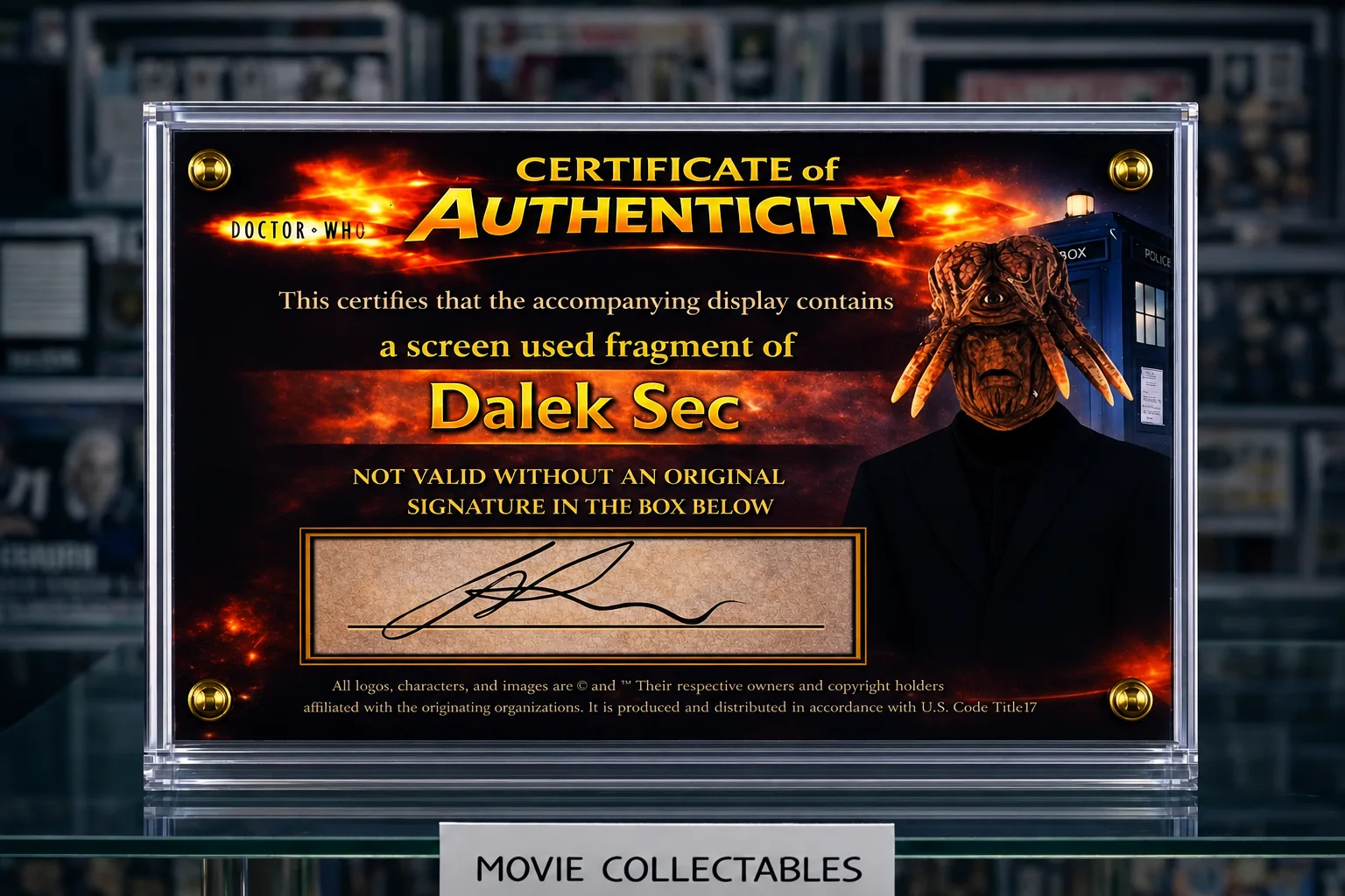 Screen Used Dalek Sec Fragment – Doctor Who TV Prop Display + COA, изображение 2