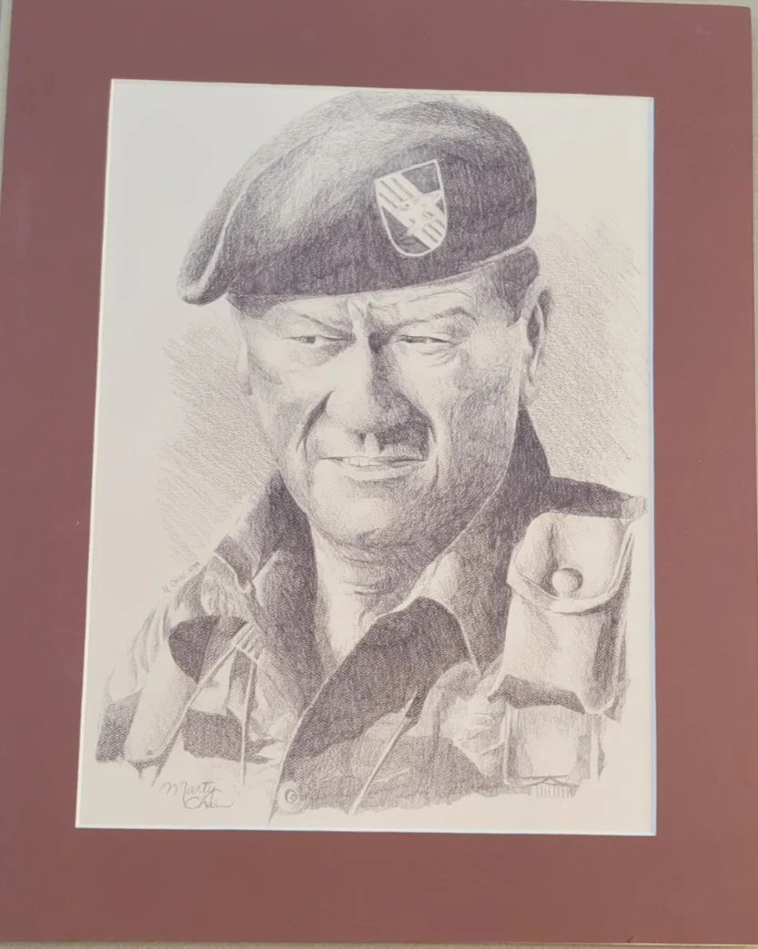 John Wayne Portrait "The Green Berets" Special Forces 1988 Chin Signed lg Print, image 2