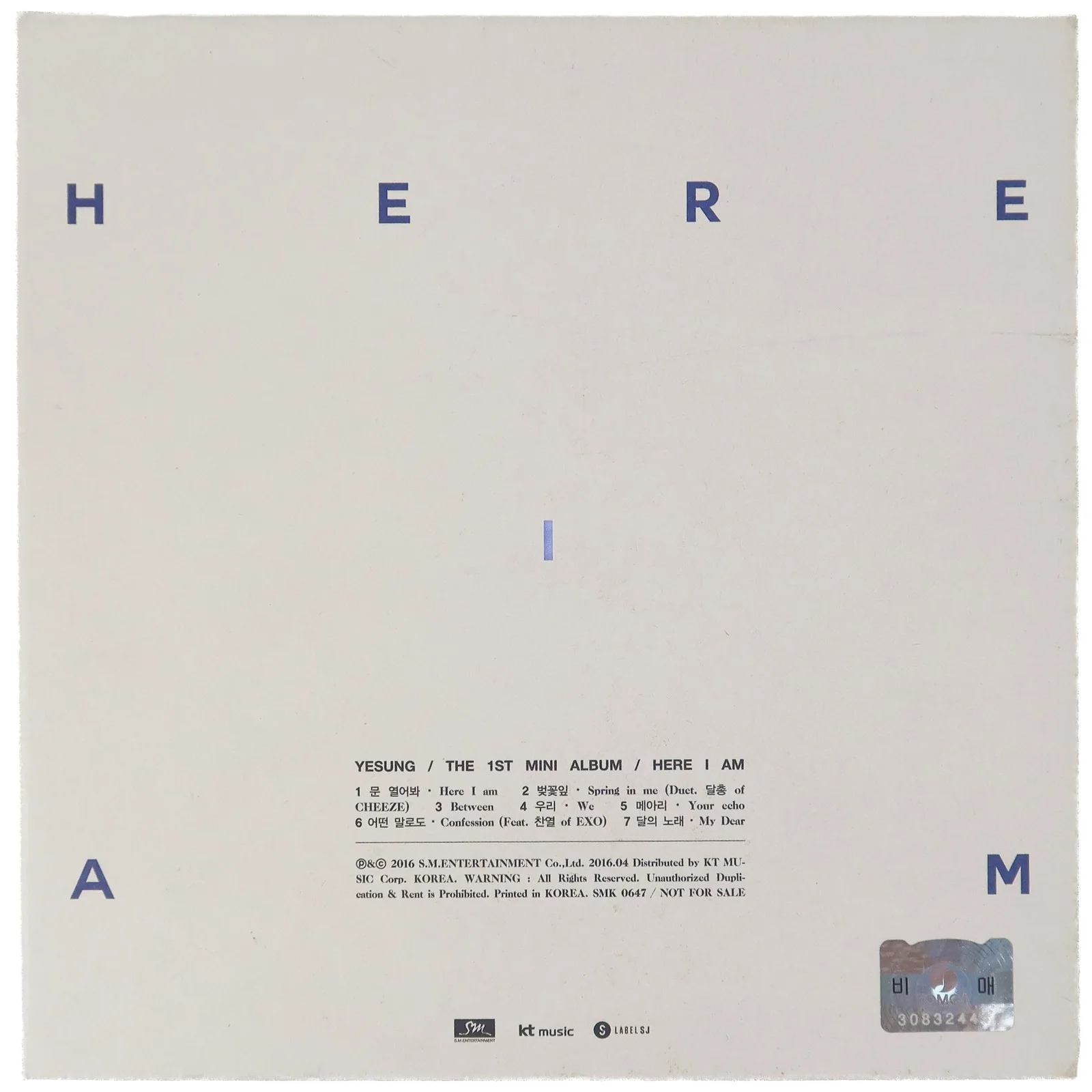 Yesung - Here I Am 1st Mini Album Signed Promo CD 2016 Super Junior, image 3