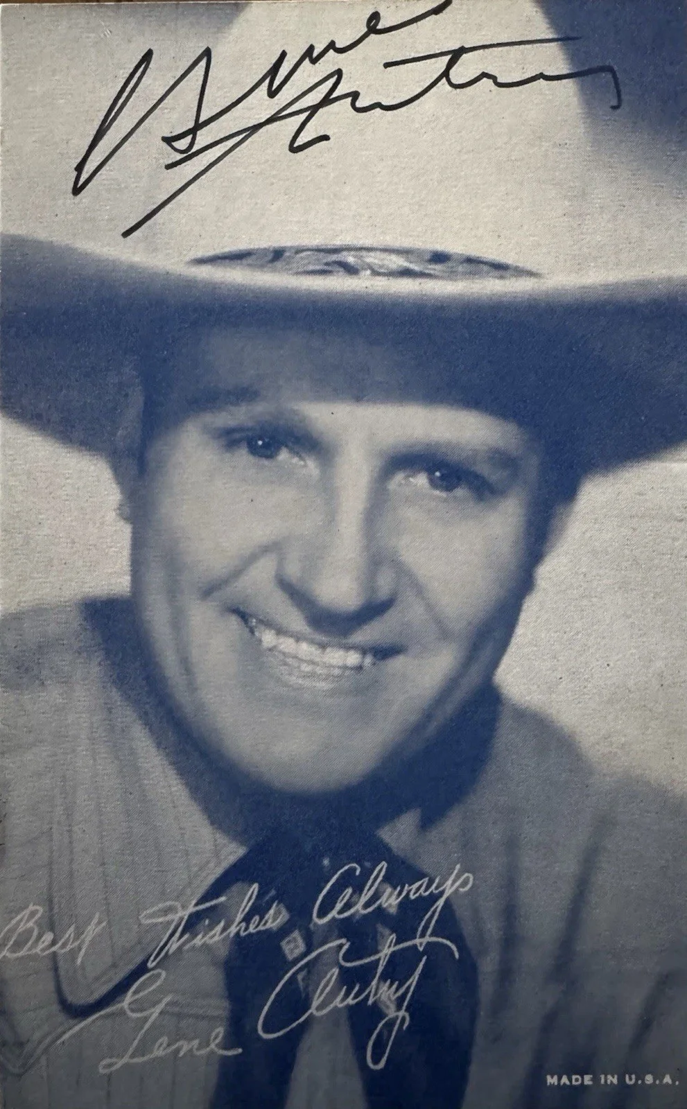 Gene Autry — Gene Autry Signed 3.25x5.25” Photo. Movie Star Actor The Singing Cowboy JSA COA