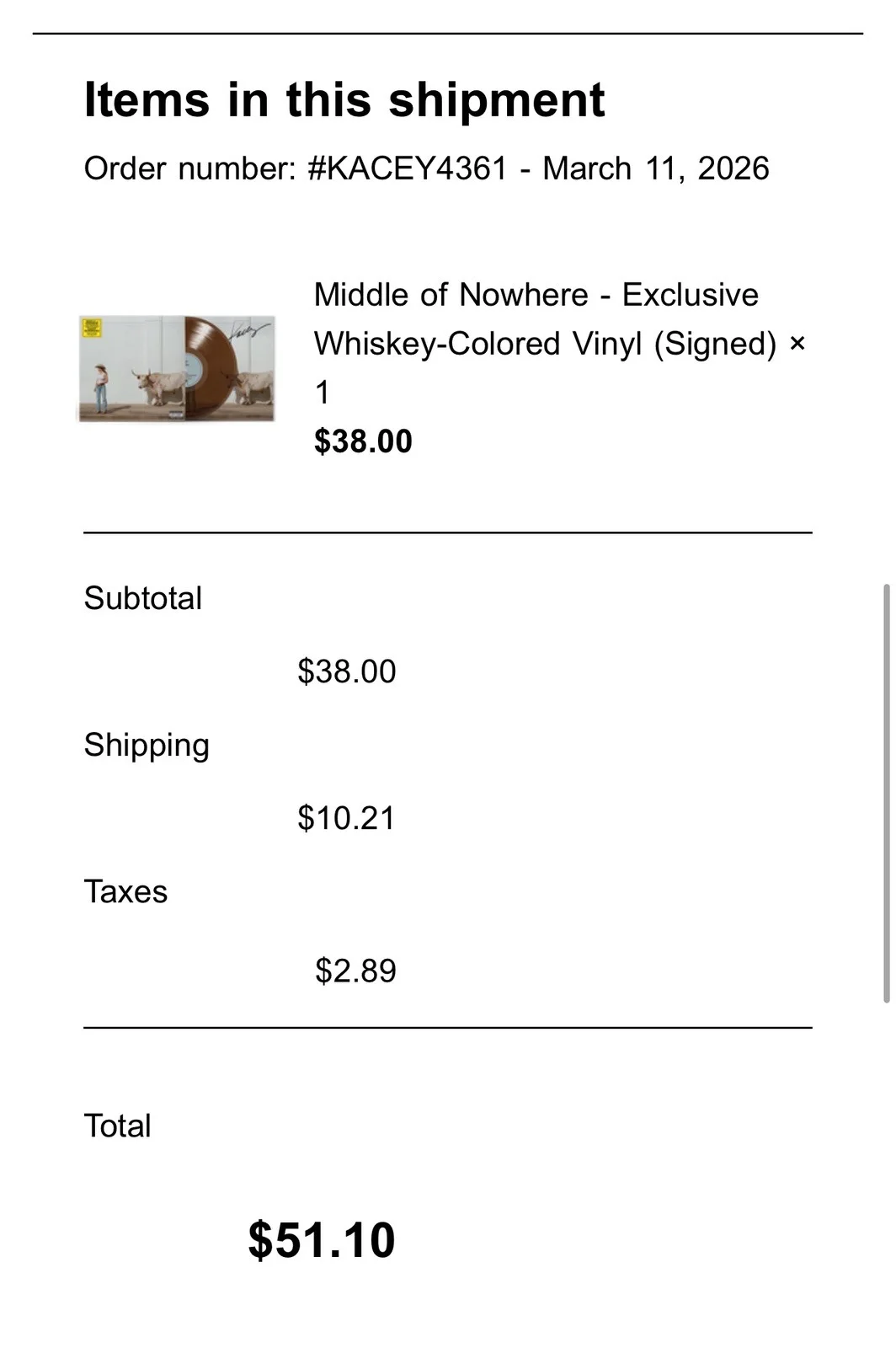Kacey Musgraves — KACEY MUSGRAVES Middle of Nowhere SIGNED INSERT. **INSERT ONLY!!!***, image 3