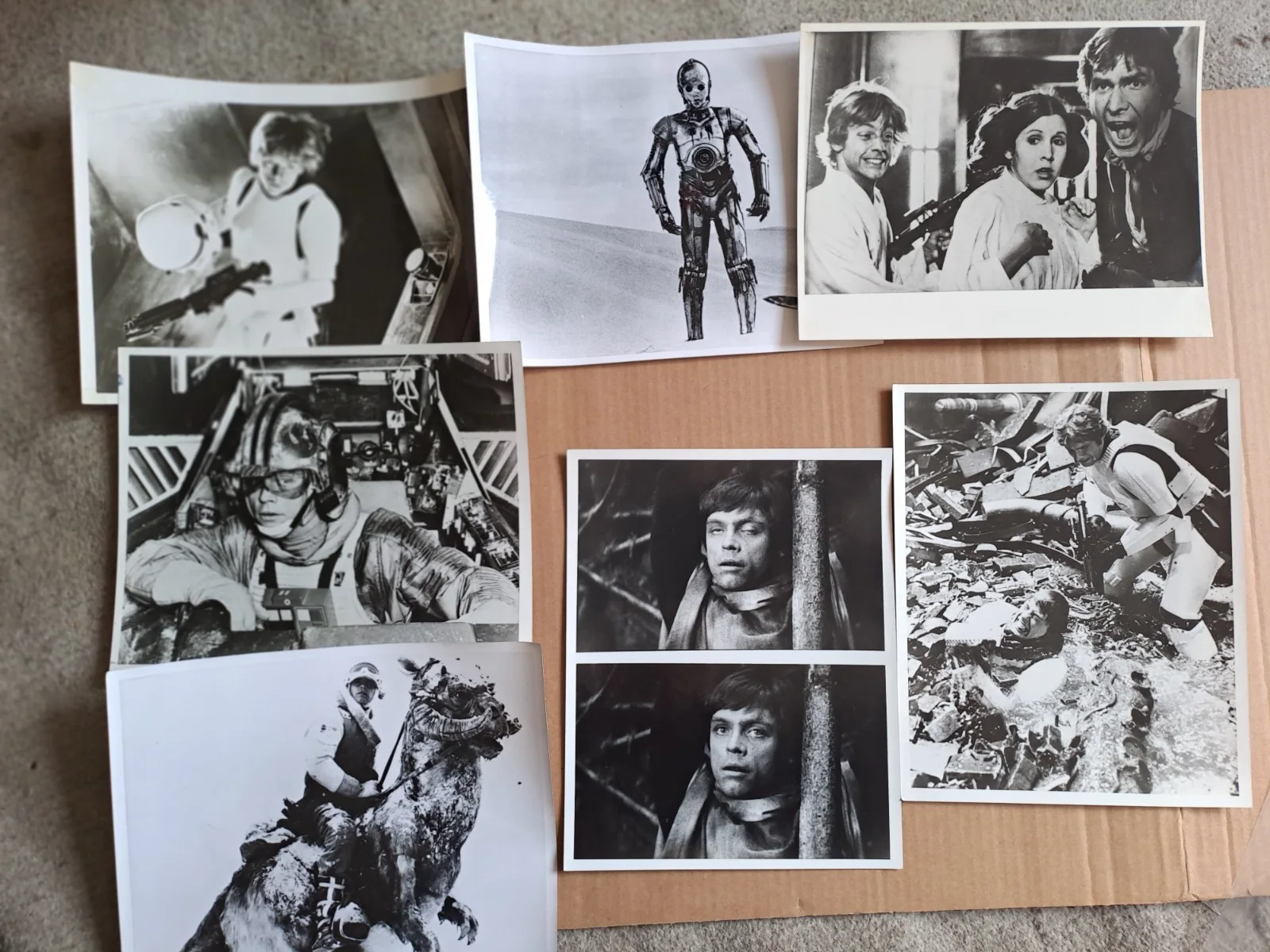 Lot of 7 STAR WARS 8" X 10" B&W photo's Mark Hamill Harrison Ford, Carrie, Lucas, изображение 2