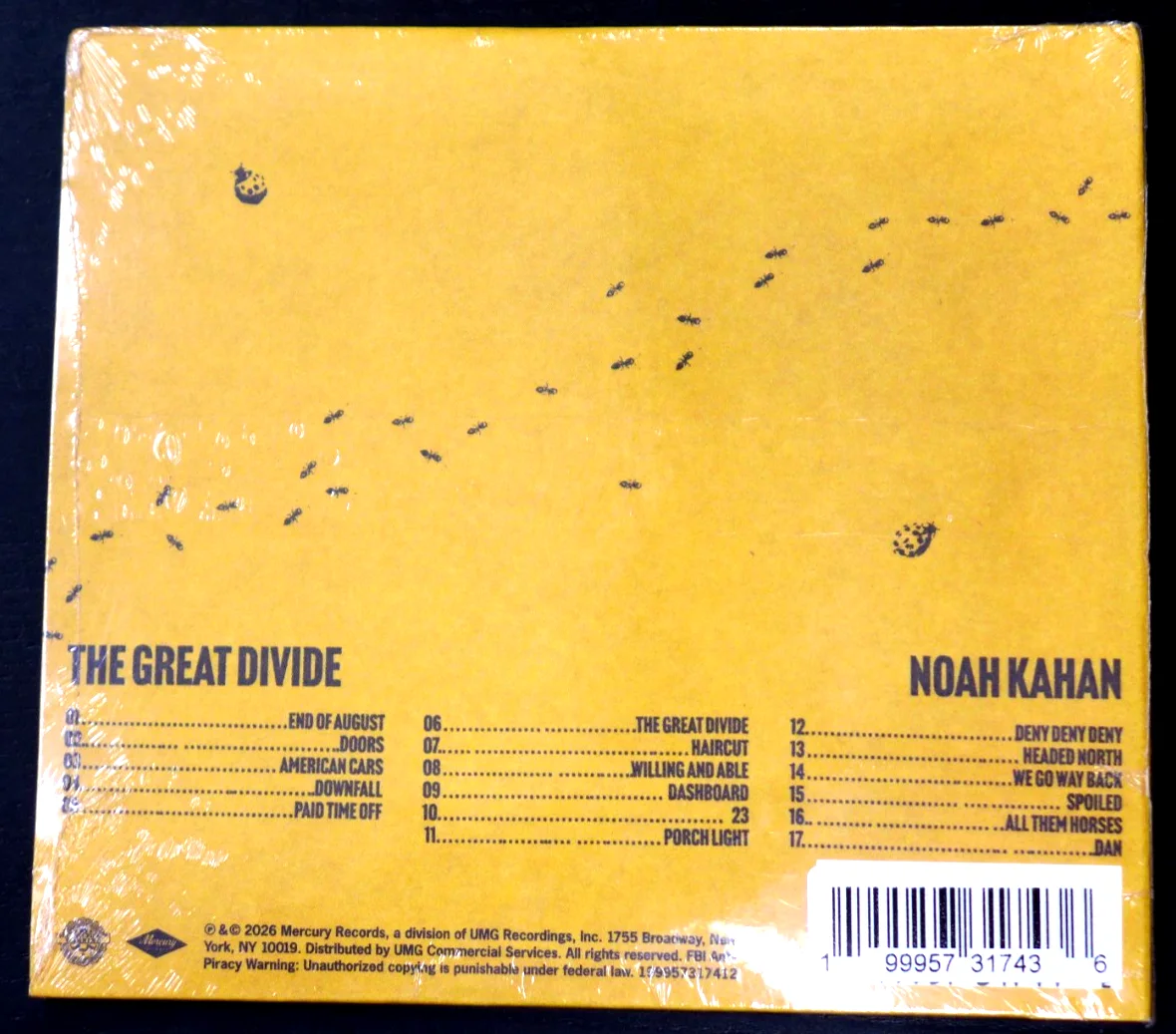 NOAH KAHAN AUTOGRAPHED THE GREAT DIVIDE SIGNED ART CARD IN NEW SEALED CD 2026, изображение 2
