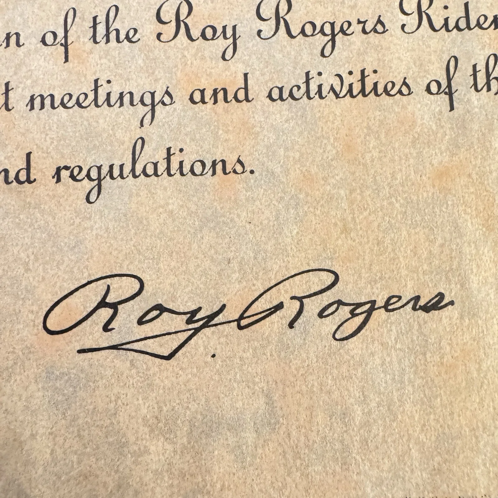 Vintage Roy Rogers Riders Club Charter Certificate 1940s Saginaw Michigan, image 4