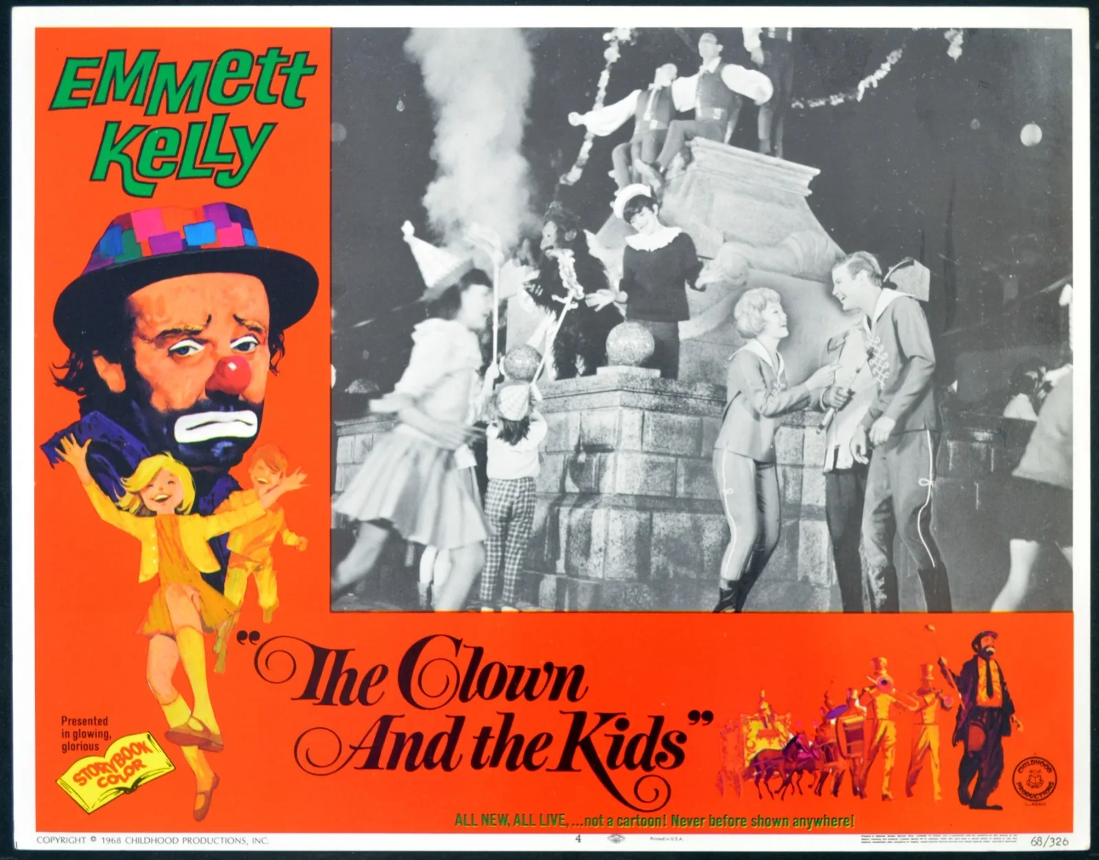 CLOWN AND THE KIDS 1968 Emmett Kelley, Burt Stratford, Katie Dunn 5 LOBBY CARDS, изображение 3