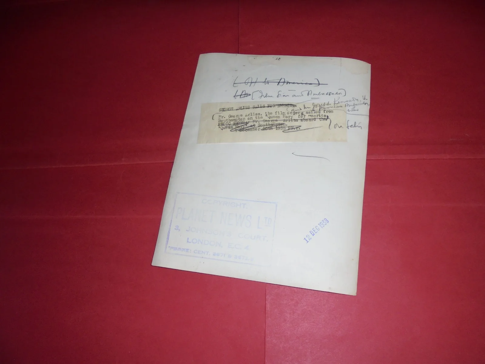 George Arliss On The Queen Mary 1938 Black & White Planet News Press Photograph, изображение 2