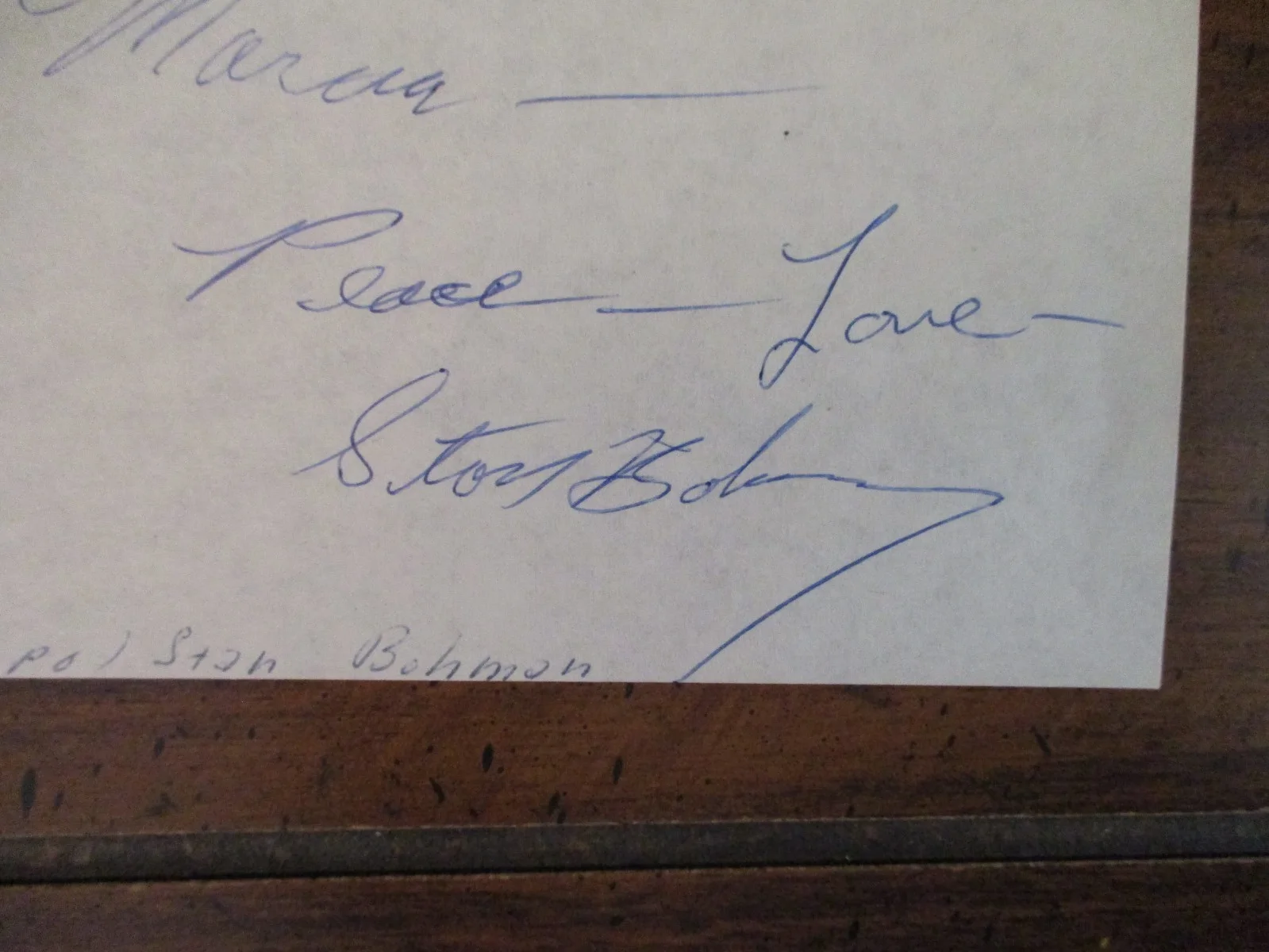 STAN BOHMON(Died in 1994)("Tempo/The China Syndrome")Signed 3 x 5 Paper/Sheet, изображение 2
