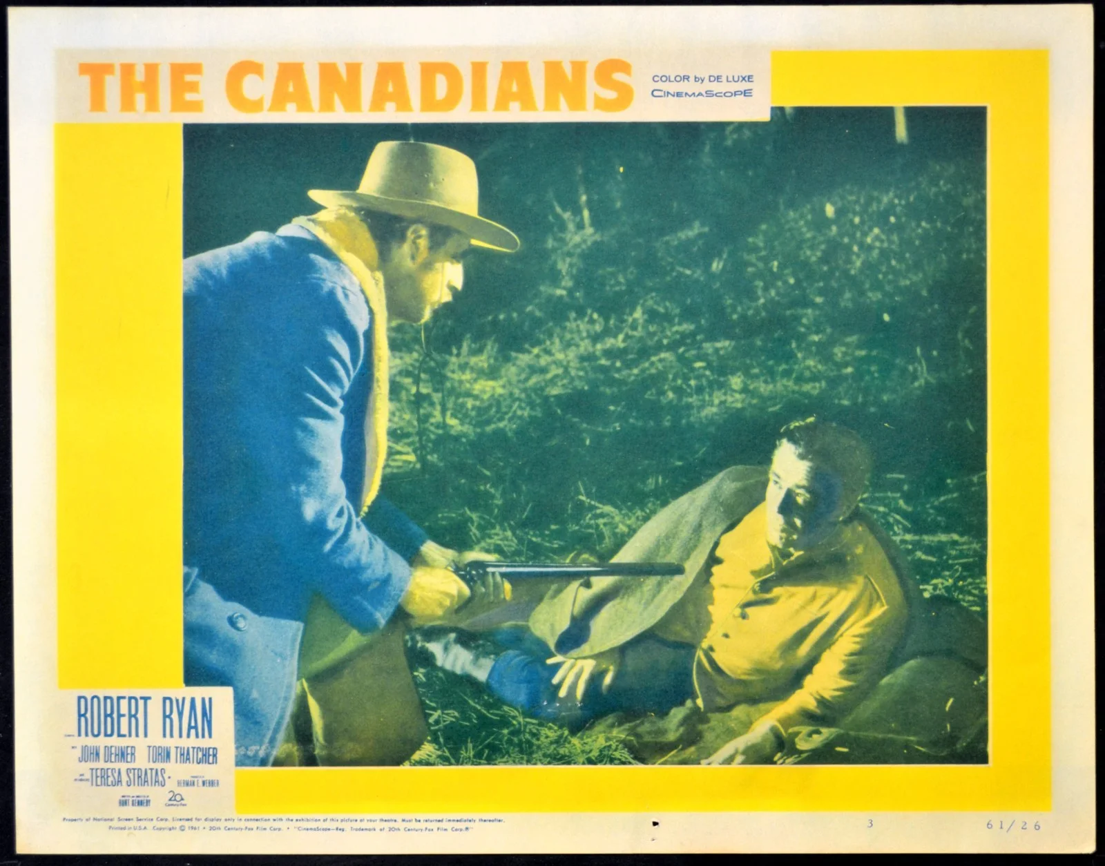 CANADIANS 1961 Robert Ryan, John Dehner, Torin Thatcher 3 LOBBY CARDS, image 2