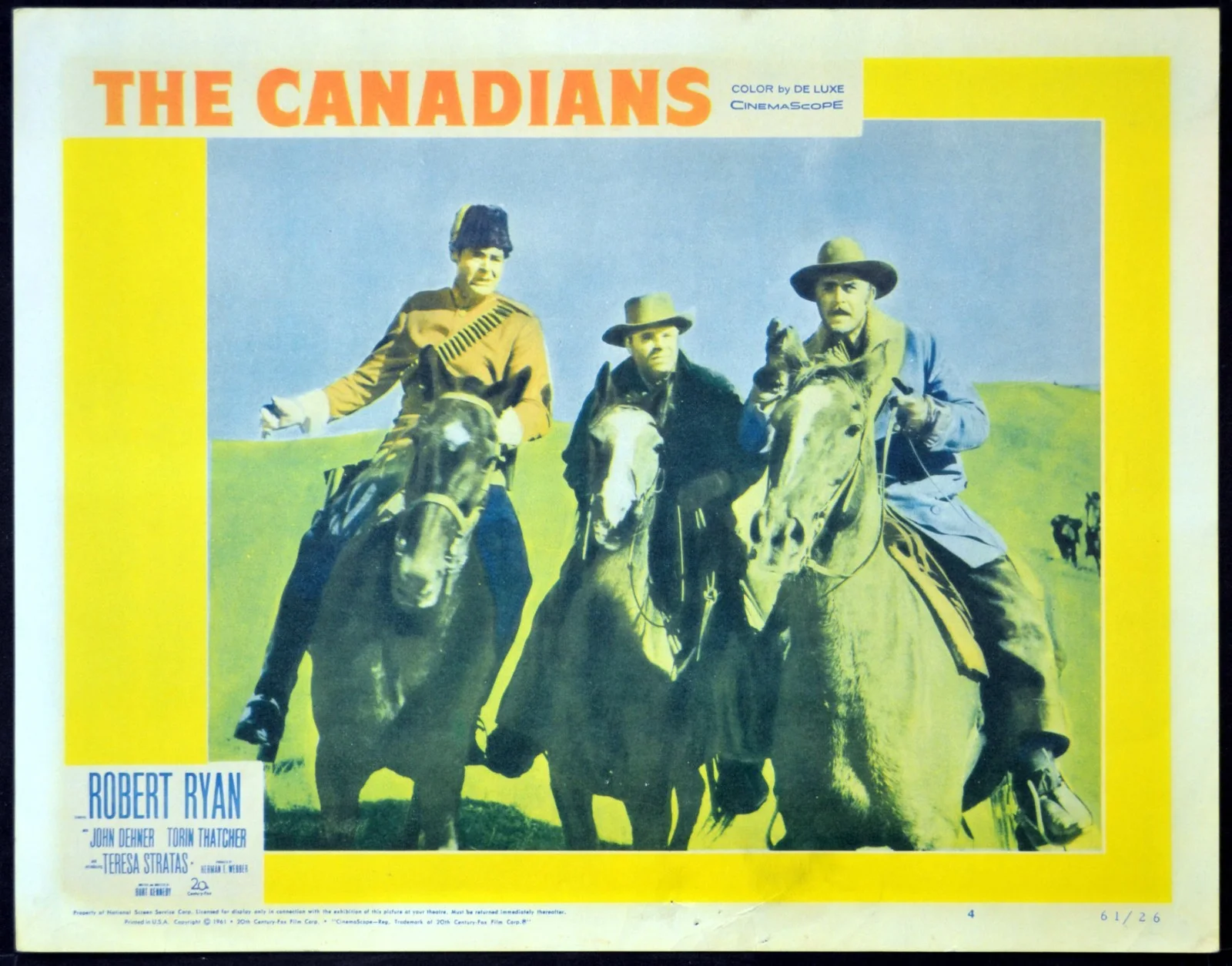 CANADIANS 1961 Robert Ryan, John Dehner, Torin Thatcher 3 LOBBY CARDS, image 3