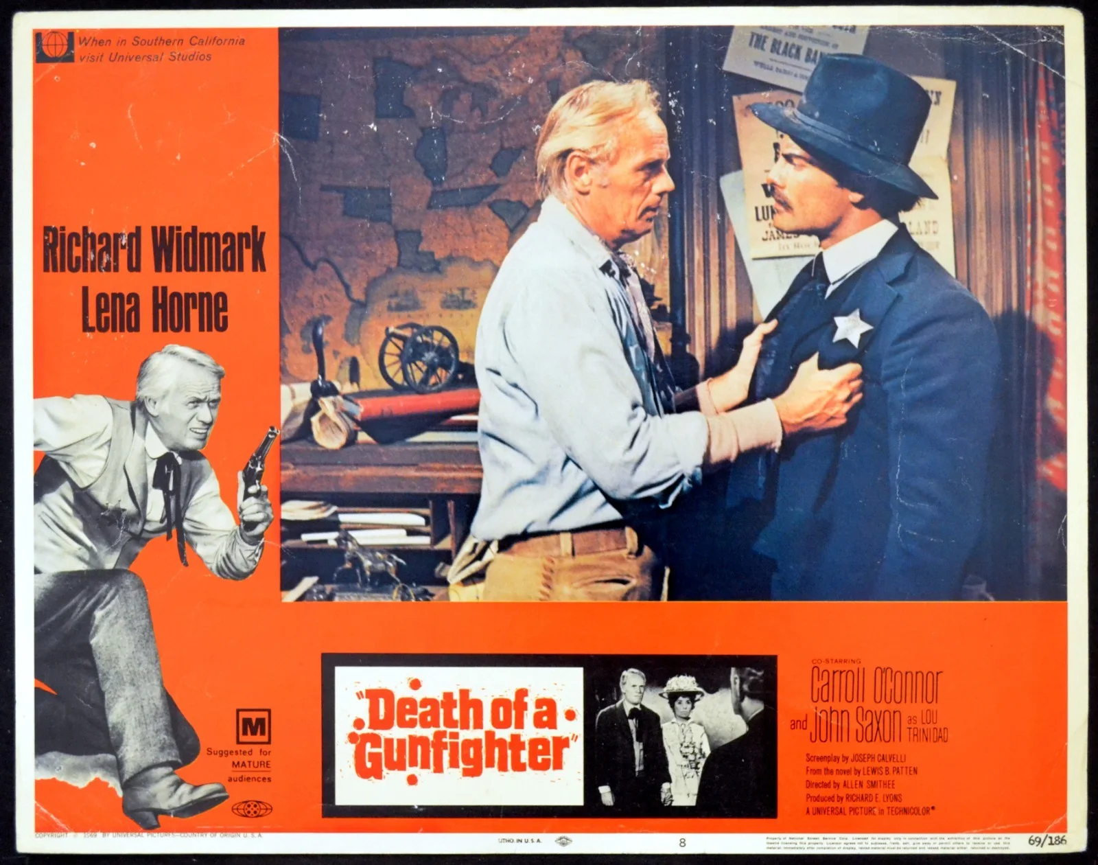 DEATH OF A GUNFIGHTER 1969 Richard Widmark, John Saxon 3 LOBBY CARDS, image 3