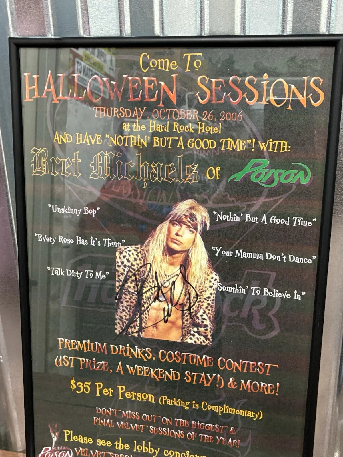 BRET MICHAELS Signed Autographed Framed Poster - 2006 Halloween Sessions Poison, image 2
