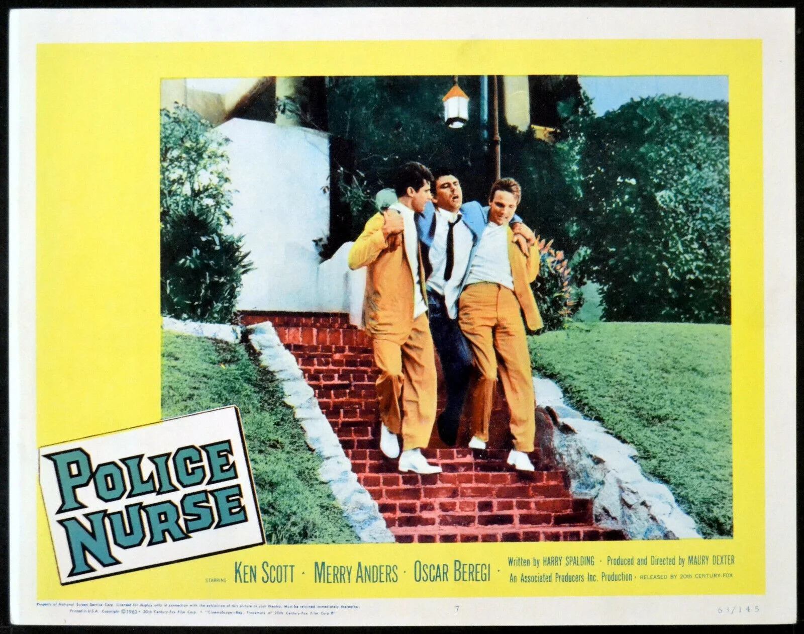 POLICE NURSE 1963 Ken Scott, Merry Anders, Oscar Beregi 2 LOBBY CARDS, image 2