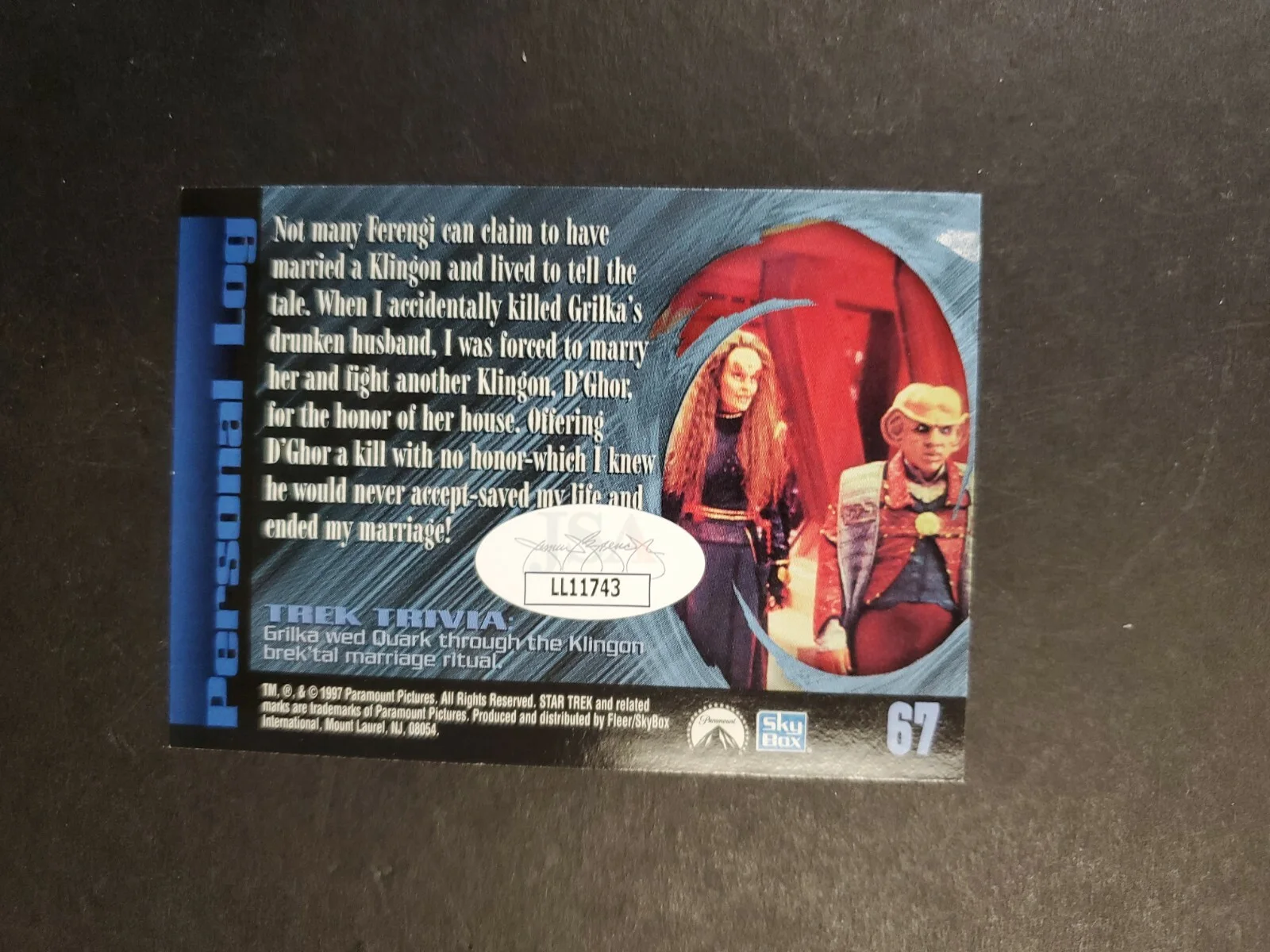 Mary Kay Adams — Mary Kay Adams "Grilka" SIGNED Trading Card Star Trek Deep Space Nine JSA COA, изображение 2