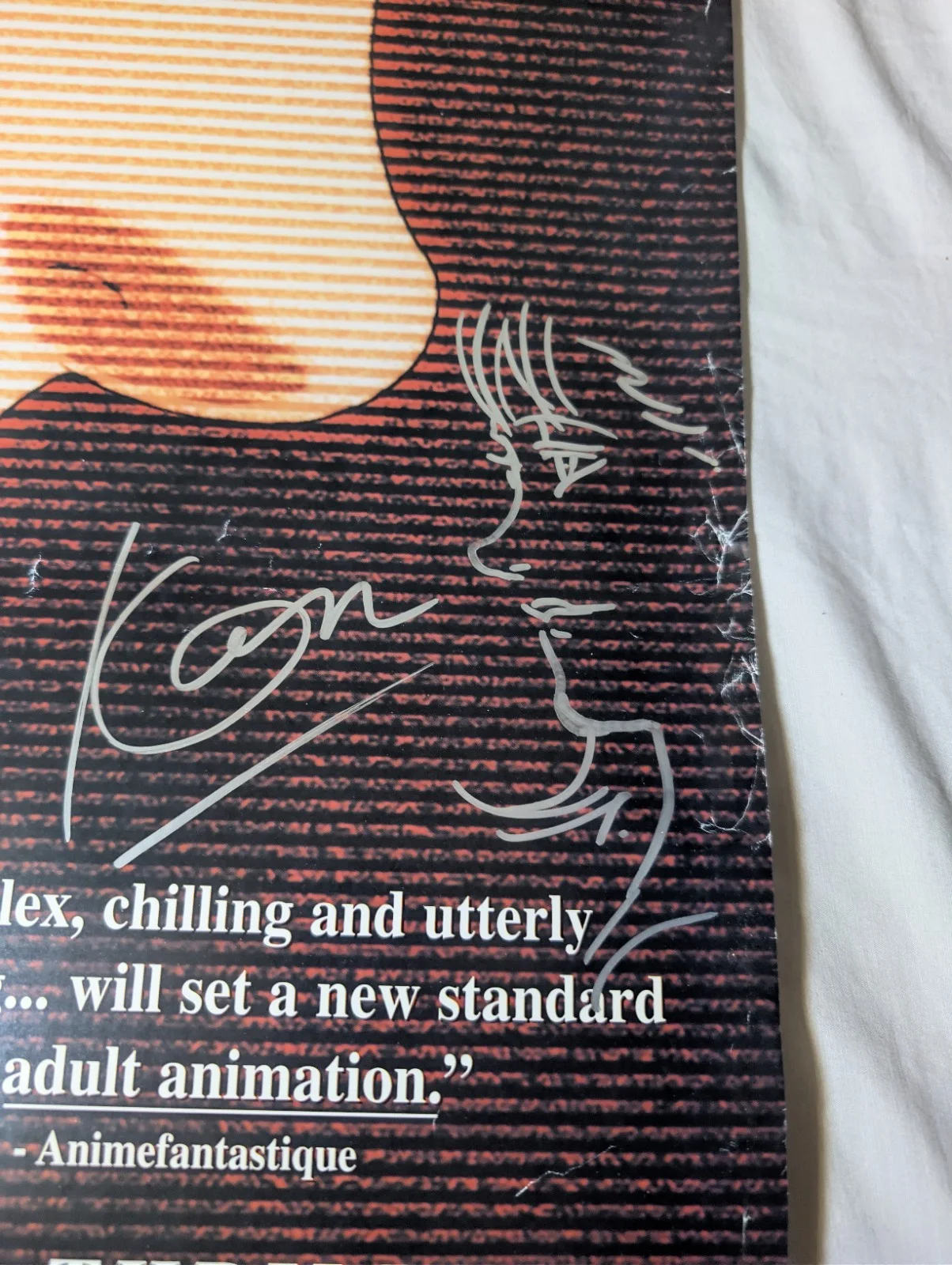 Satoshi Kon — Perfect Blue Movie Poster (Damaged) Signed And Sketched By Satoshi Kon 27"x39", изображение 2