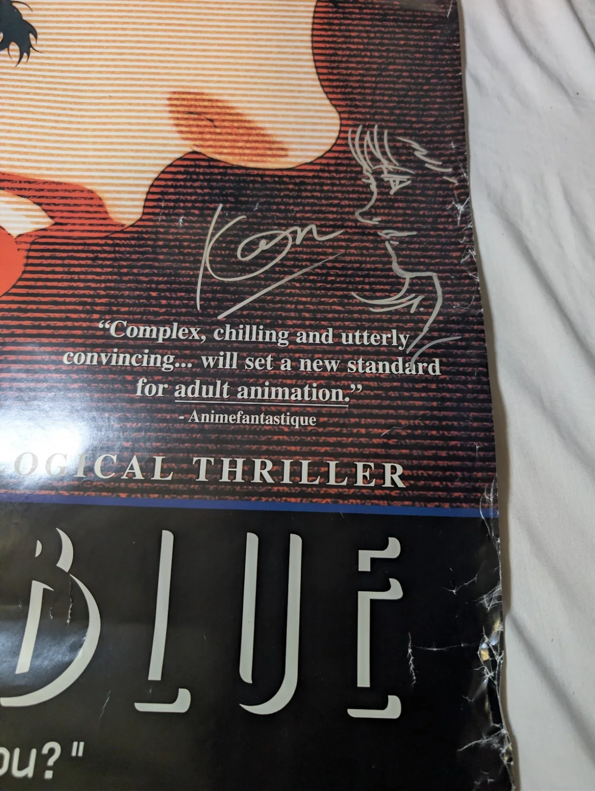 Satoshi Kon — Perfect Blue Movie Poster (Damaged) Signed And Sketched By Satoshi Kon 27"x39", изображение 5