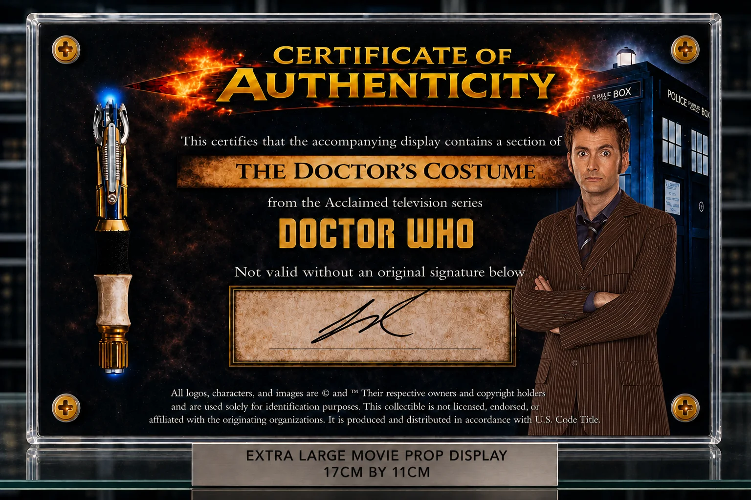 XL Doctor Who Screen-Used Material David Tennant – Authentic TV Memorabilia COA, image 2