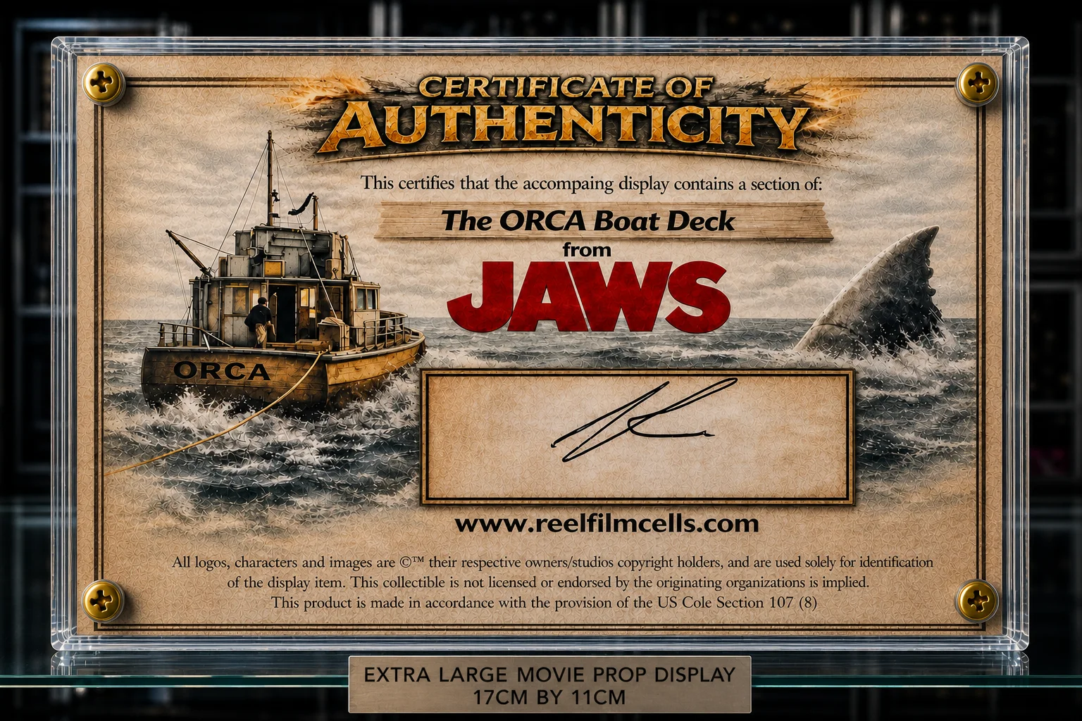 NEW XL Screen-Used Orca Deck Section – Jaws Movie Prop Display – With COA, image 2