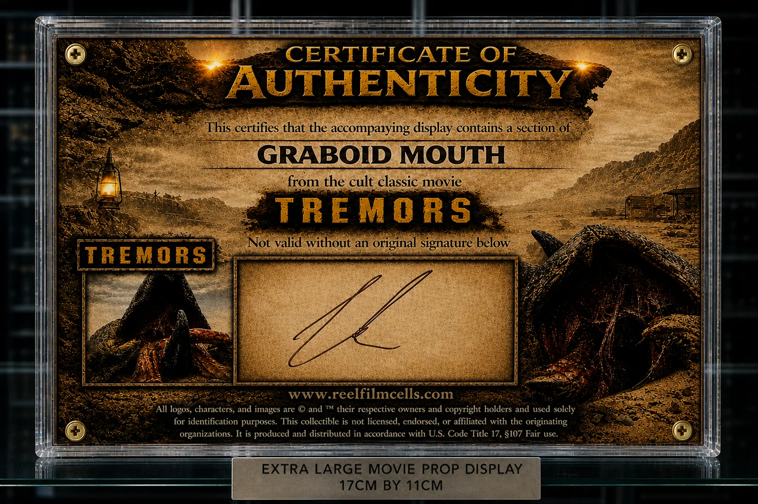 XL Screen-Used Graboid Mouth Fragment – Tremors Movie Prop Display – With COA, image 2
