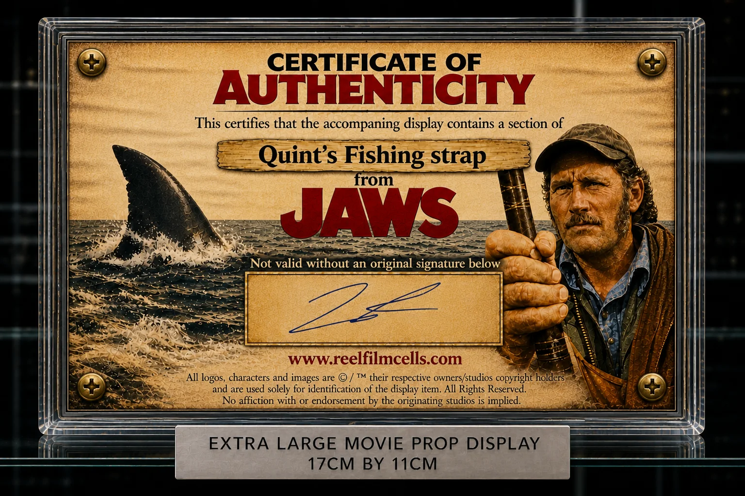 XL Screen-Used Section Quint’s Fishing Strap – Jaws Movie Prop Display –With COA, изображение 2