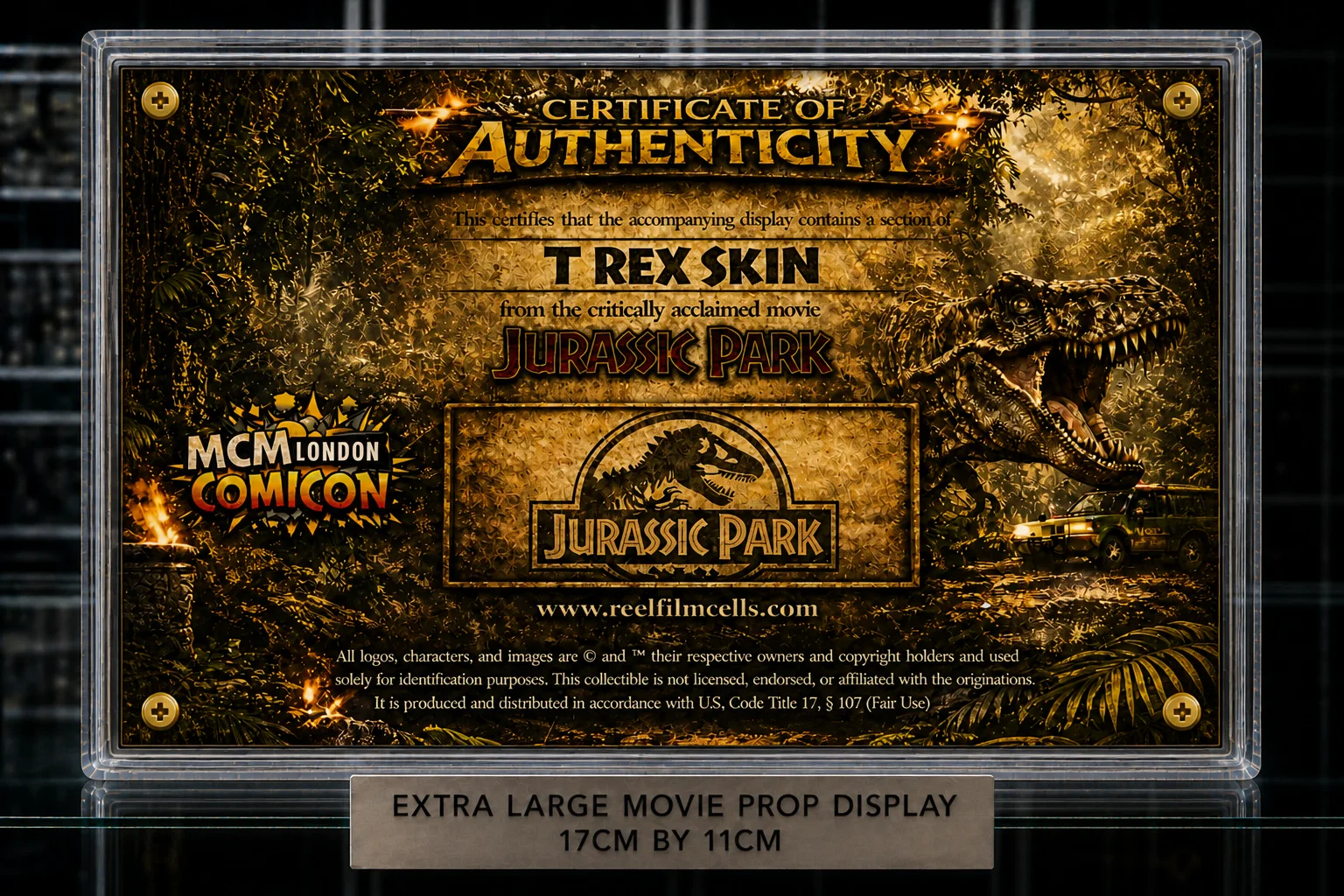 XL Screen-Used T-Rex Hide – Jurassic Park Movie Prop Relic – With COA, изображение 2