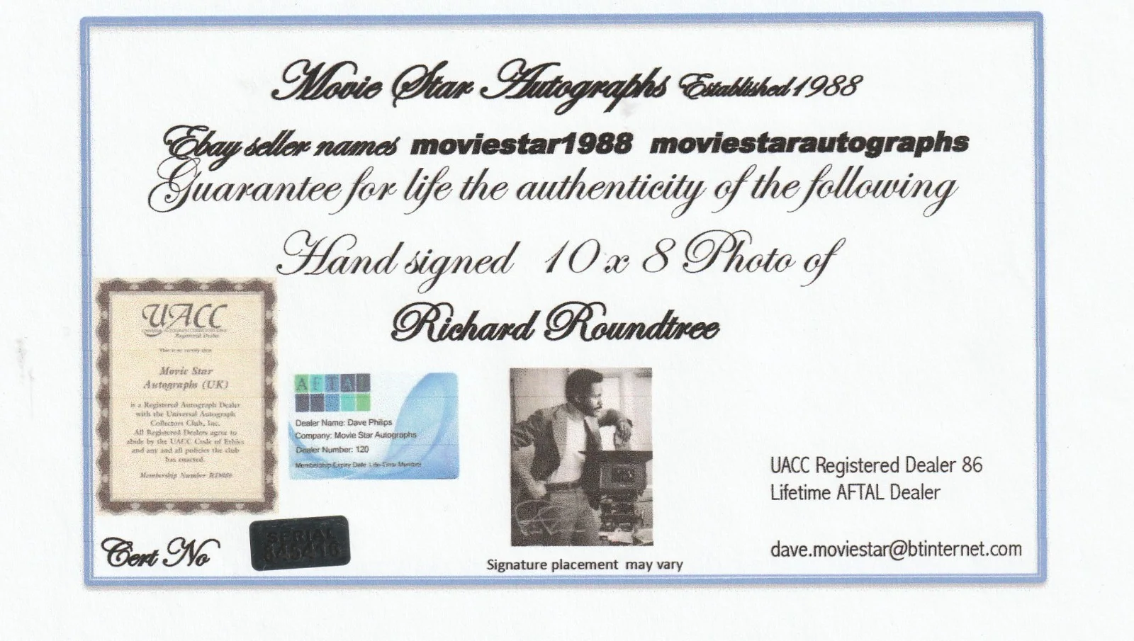 Richard Roundtree Signed as Shaft - 10" x 8" with COA - Undedicated., image 3