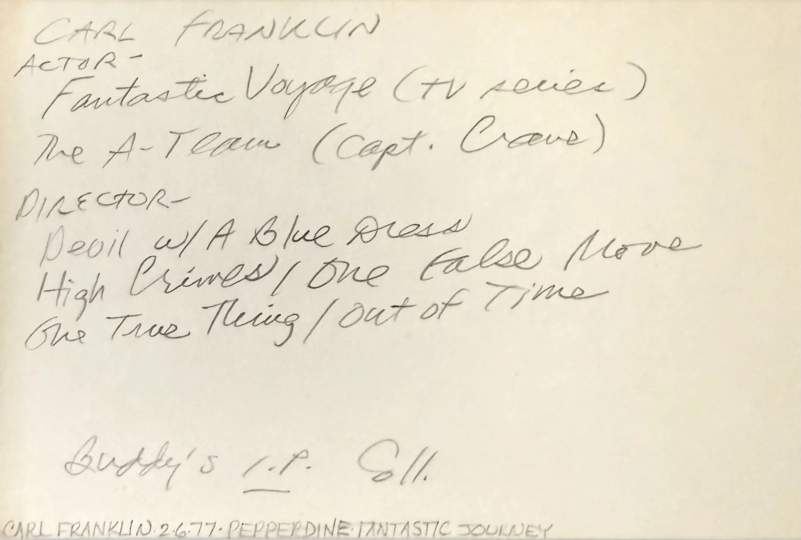 Carl Franklin — CARL FRANKLIN Signed Autographed 4x6 INDEX CARD The A-Team Devil in a Blue Dress, изображение 2