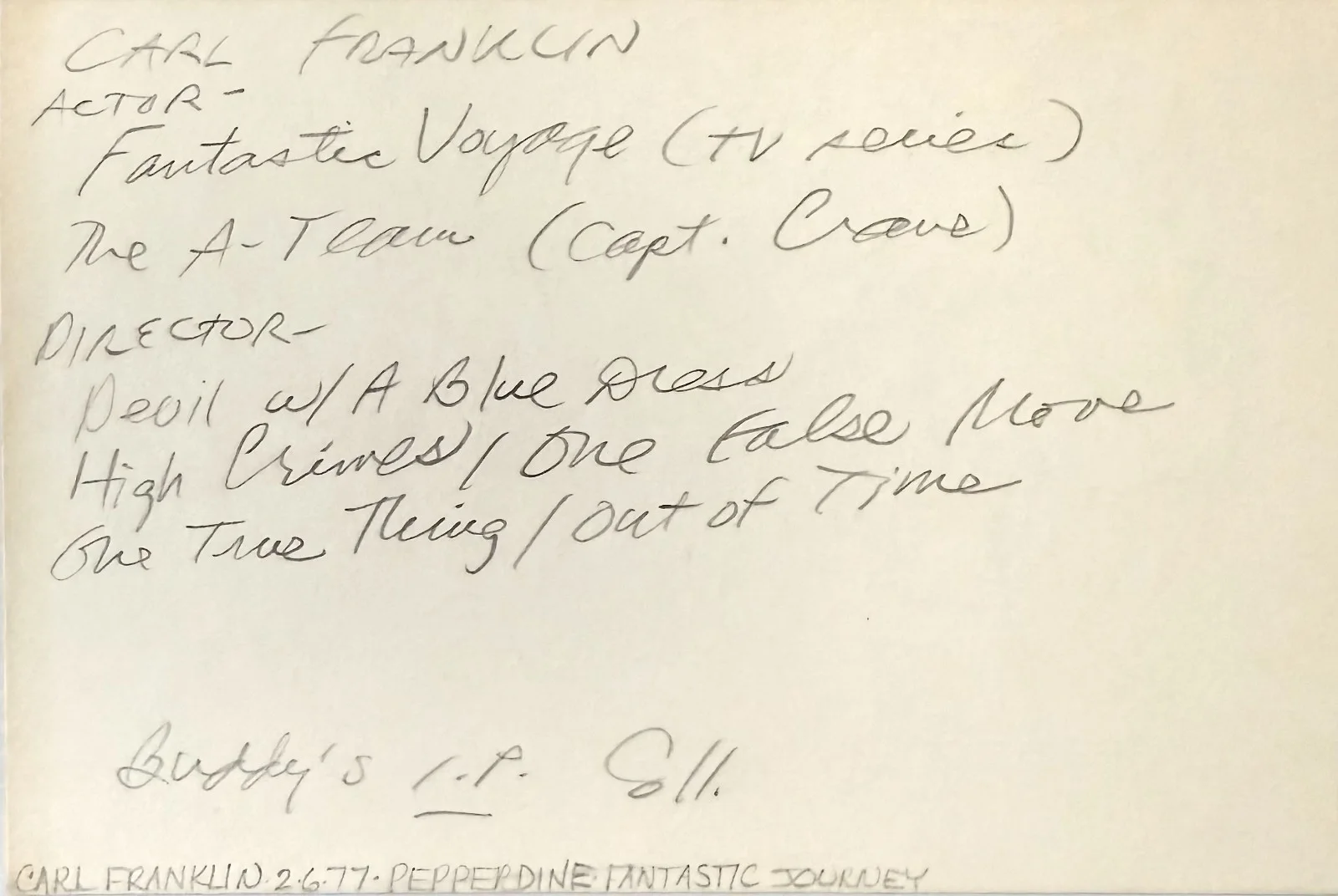 Carl Franklin — CARL FRANKLIN Signed Autographed 4x6 INDEX CARD The A-Team Devil in a Blue Dress, изображение 4