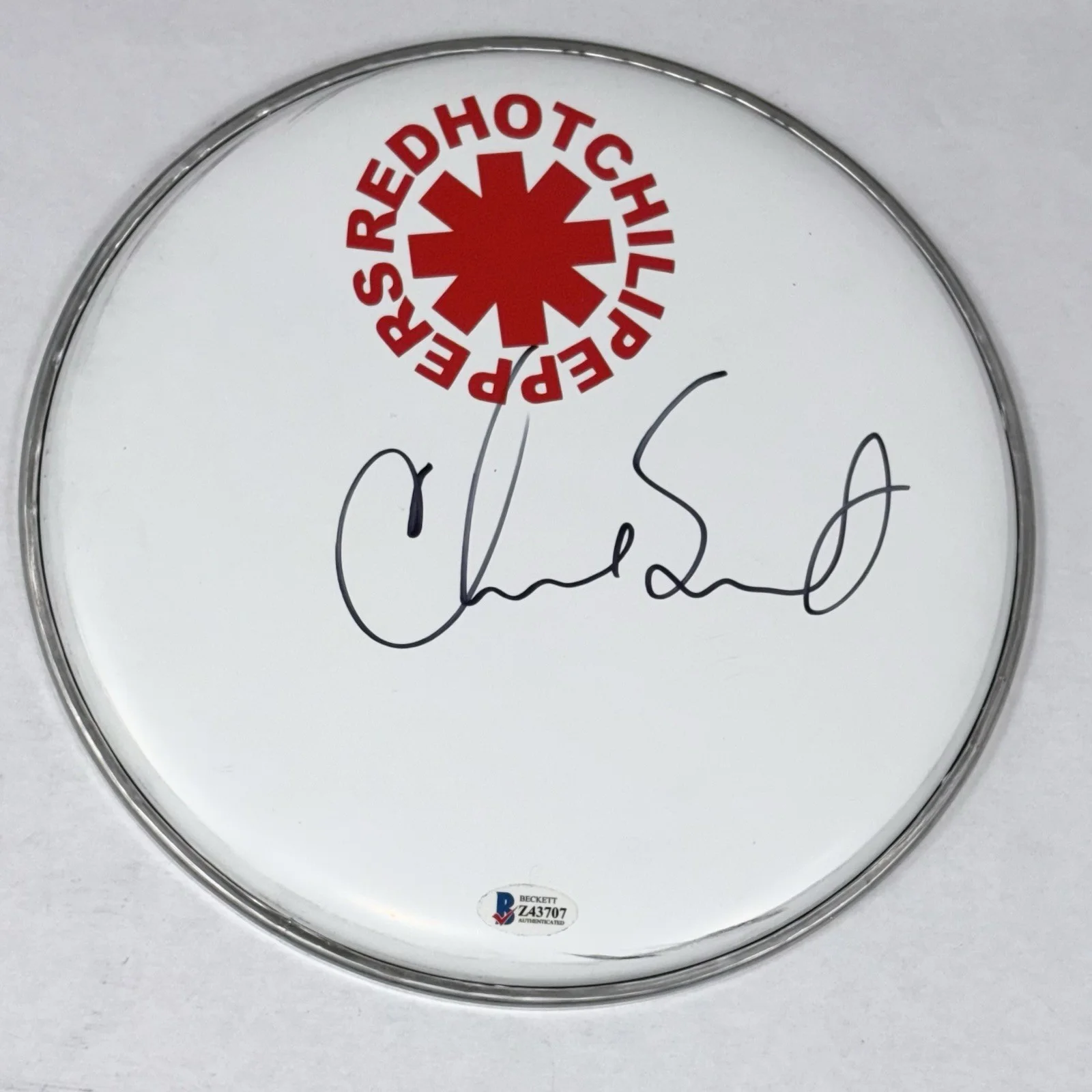Chad Smith Red Hot Chili Peppers Signed Autograph 10” Drumhead RHCP Beckett COA, image 3