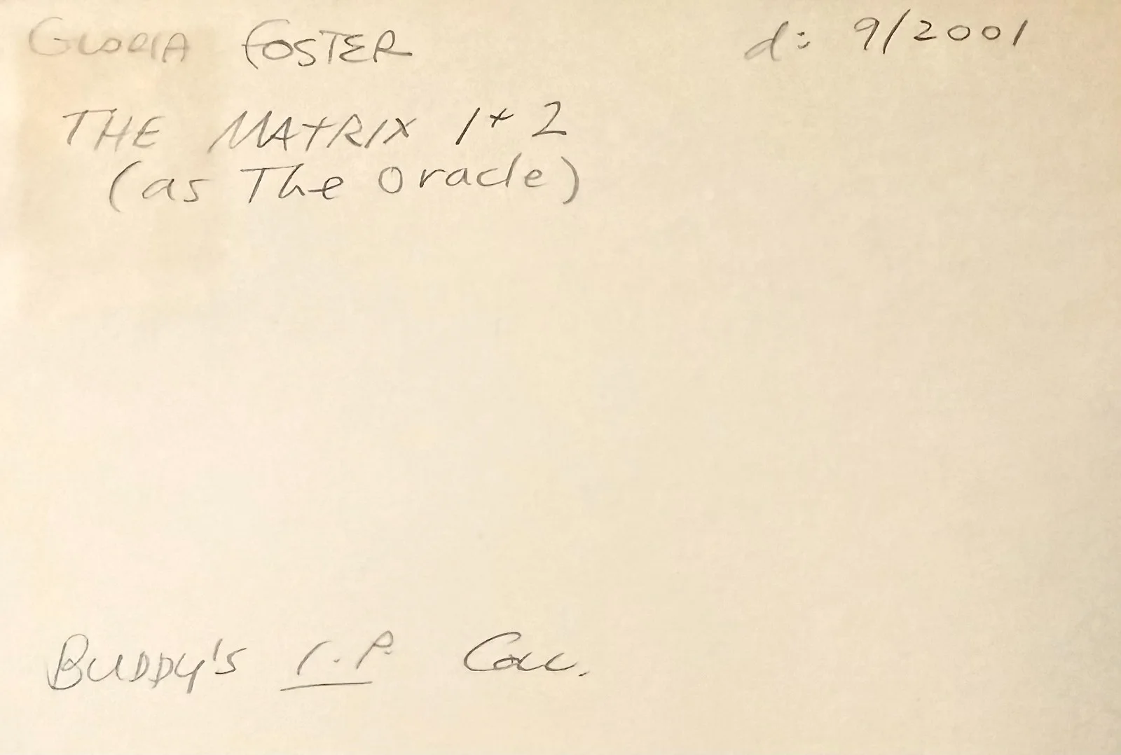 Gloria Foster — GLORIA FOSTER Signed Autographed 4"x 6" INDEX CARD Oracle in The Matrix Reloaded, изображение 4