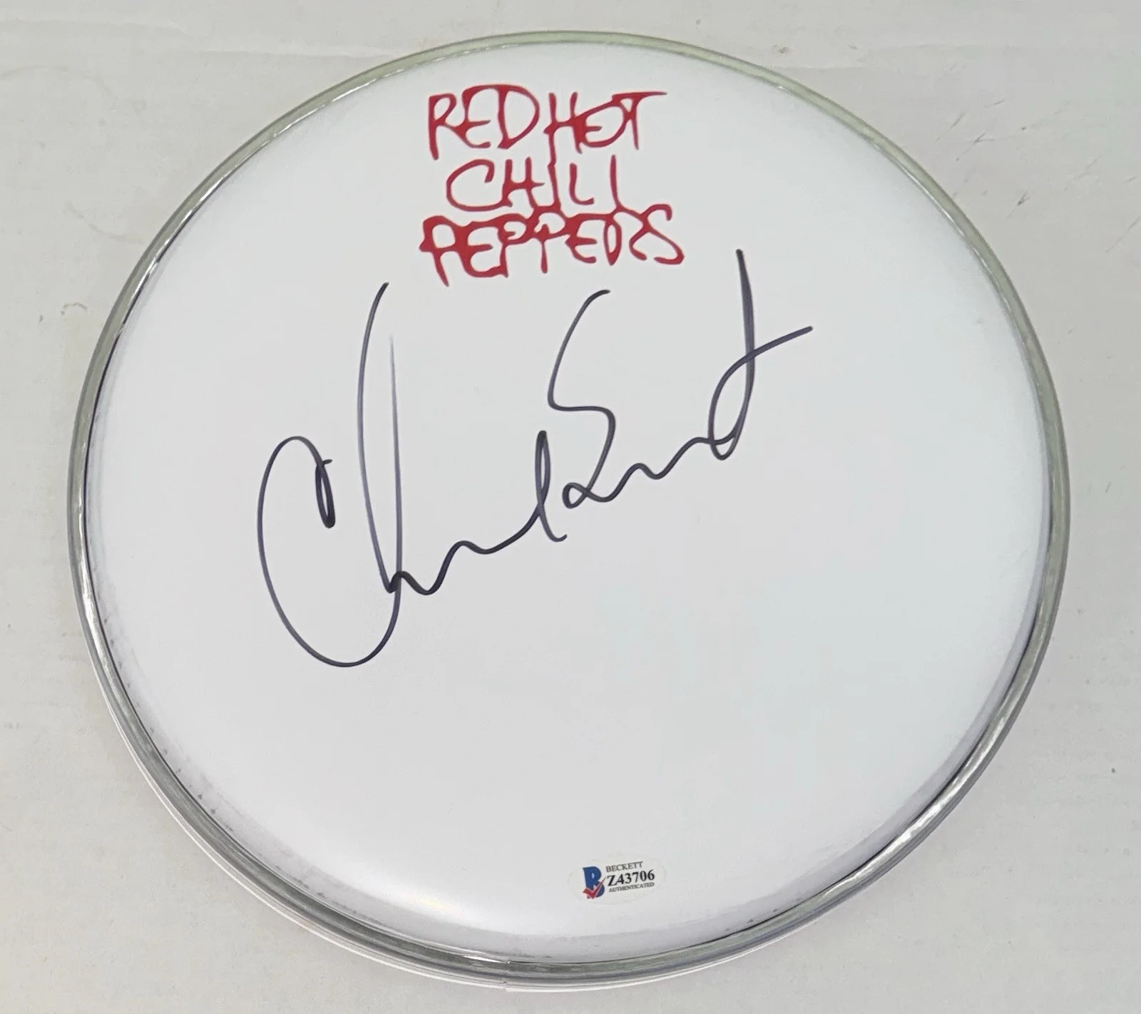 Chad Smith Red Hot Chili Peppers Signed Autograph 10” Drumhead RHCP Beckett COA, image 2