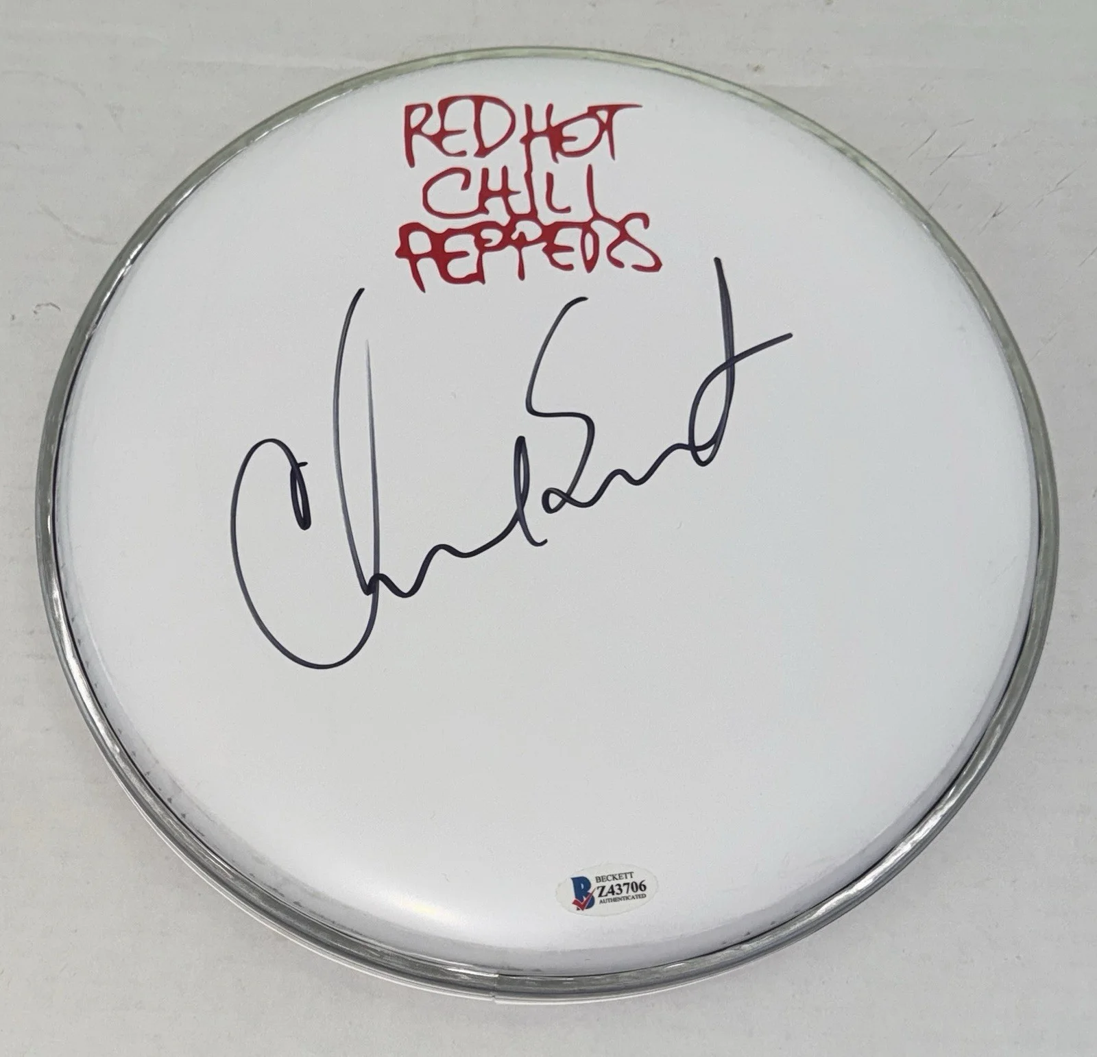 Chad Smith Red Hot Chili Peppers Signed Autograph 10” Drumhead RHCP Beckett COA, image 3