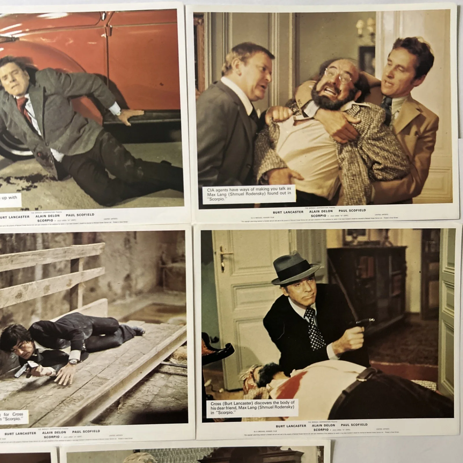 Lobby Card Set 10x8 - 1973 Scorpio - Burt Lancaster, Alain Delon, Paul Schofield, image 4