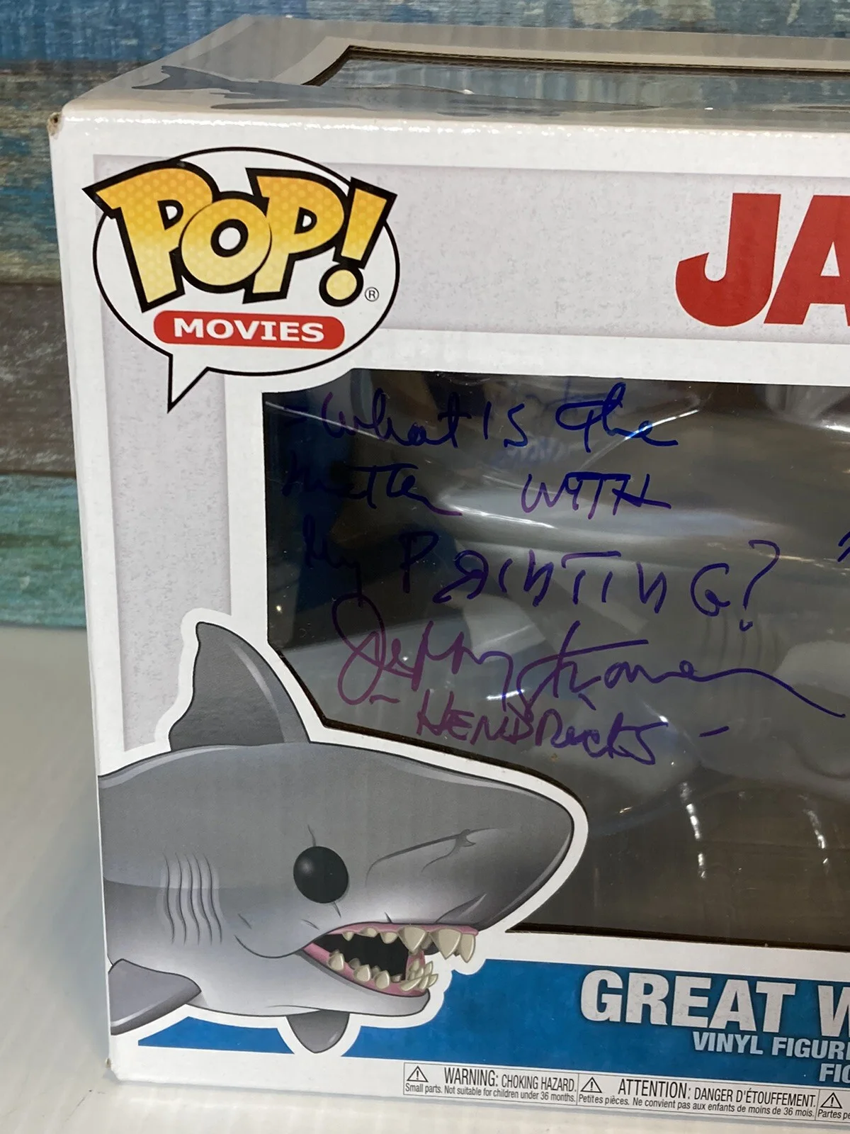 Jaws Great White Shark Funko Pop 759 Signed Auto Carl Gottlieb / Jeffrey Kramer, изображение 2