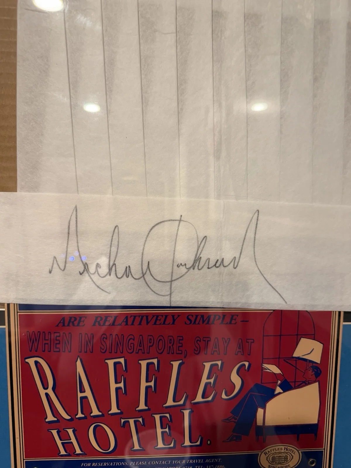 Michael Jackson Signed Chef's Hat Raffles Hotel Singapore JSA Auto King Of Pop!, изображение 2