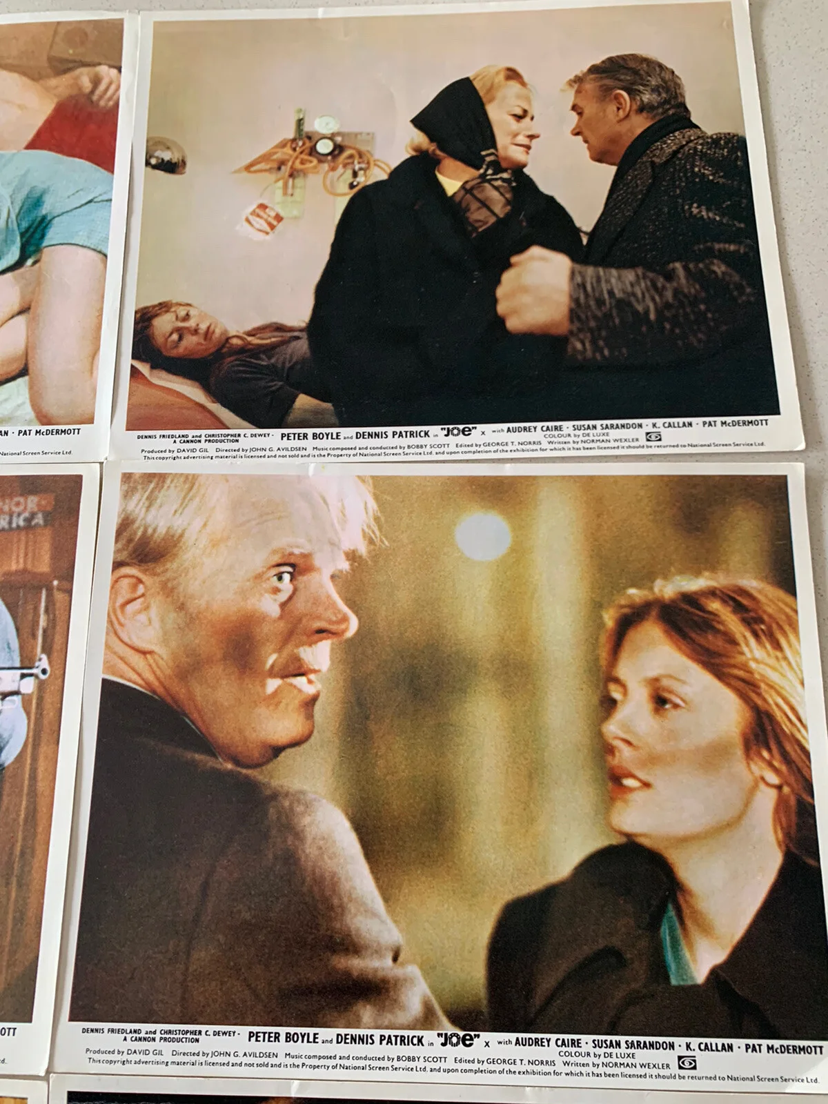 JOE Original Movie Peter Boyle LOBBY CARD SET Susan Saradon SET x 2 1970 House, изображение 3