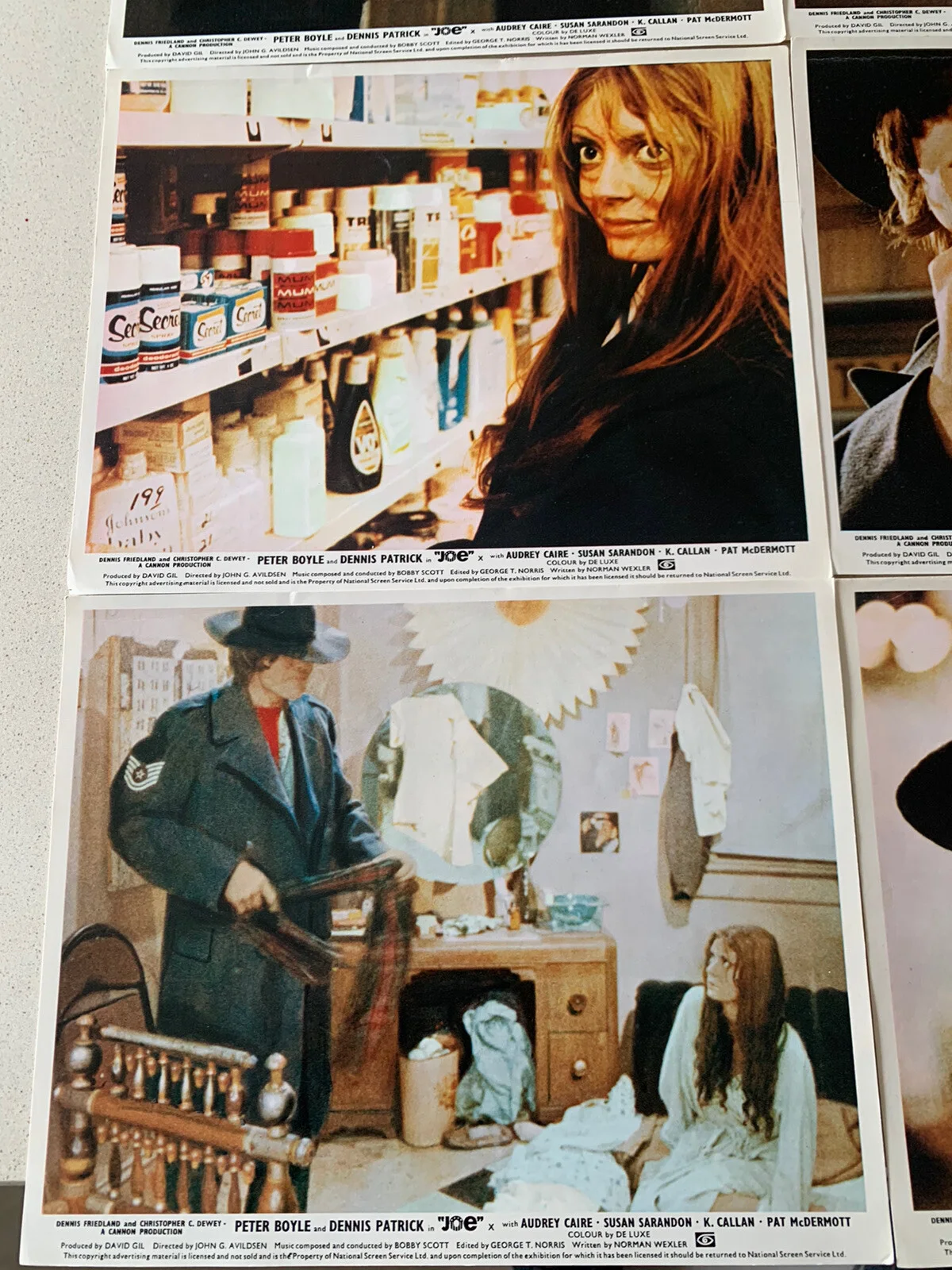 JOE Original Movie Peter Boyle LOBBY CARD SET Susan Saradon SET x 2 1970 House, изображение 5