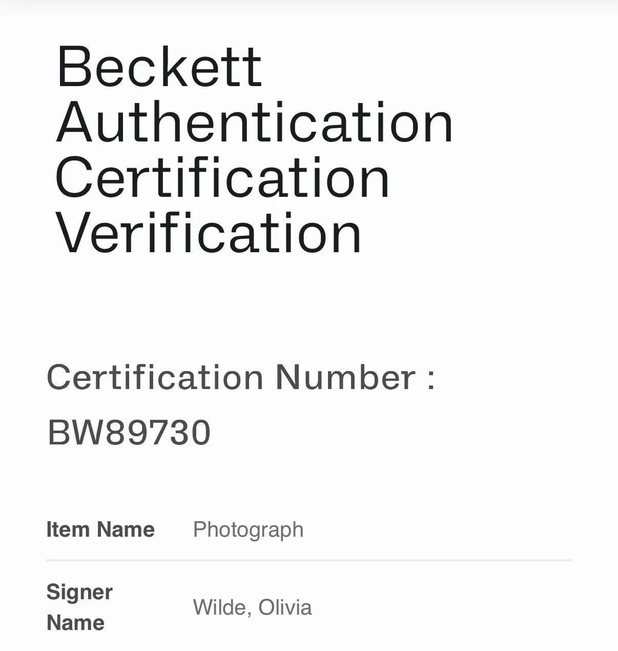 Olivia Wilde — Olivia Wilde Signed 8x10 Autographed Vogue Magazine Cover Photo Beckett BW89730, изображение 3
